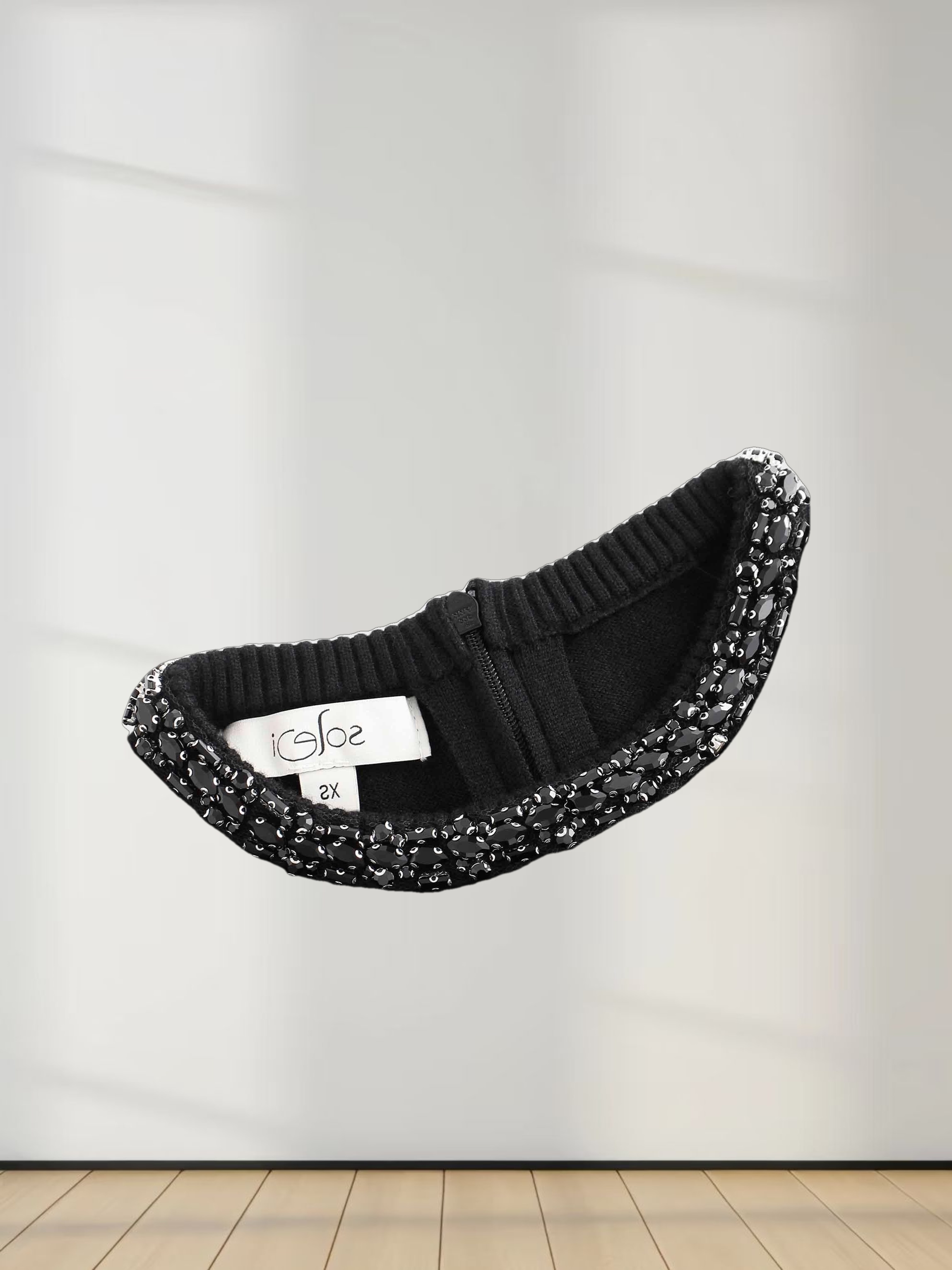 Embellished Crew Sweater-Black