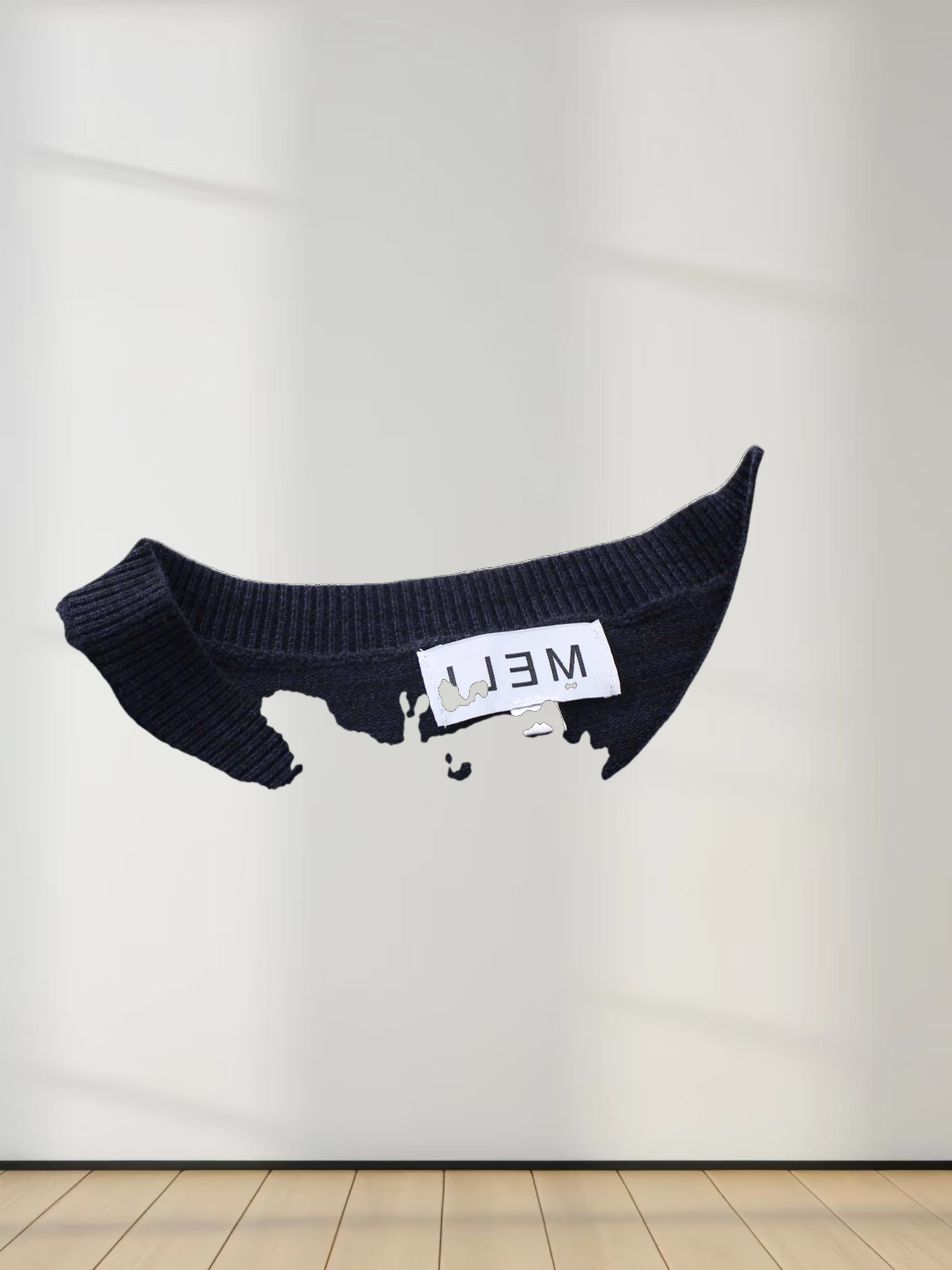 Side Zipper Sweater-Black/Blue