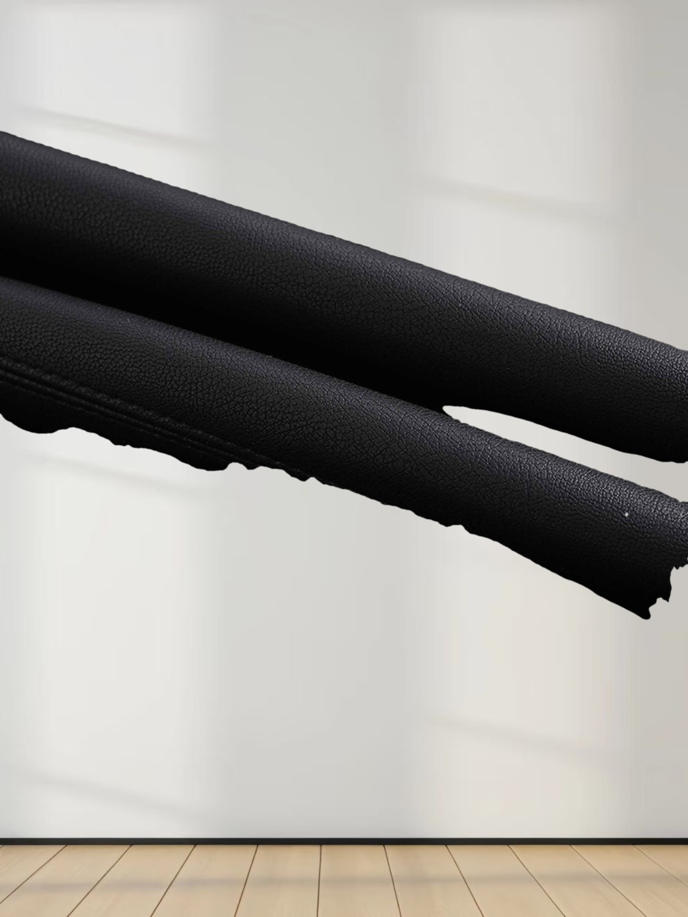 Faux Leather Seamed Jumper - Black