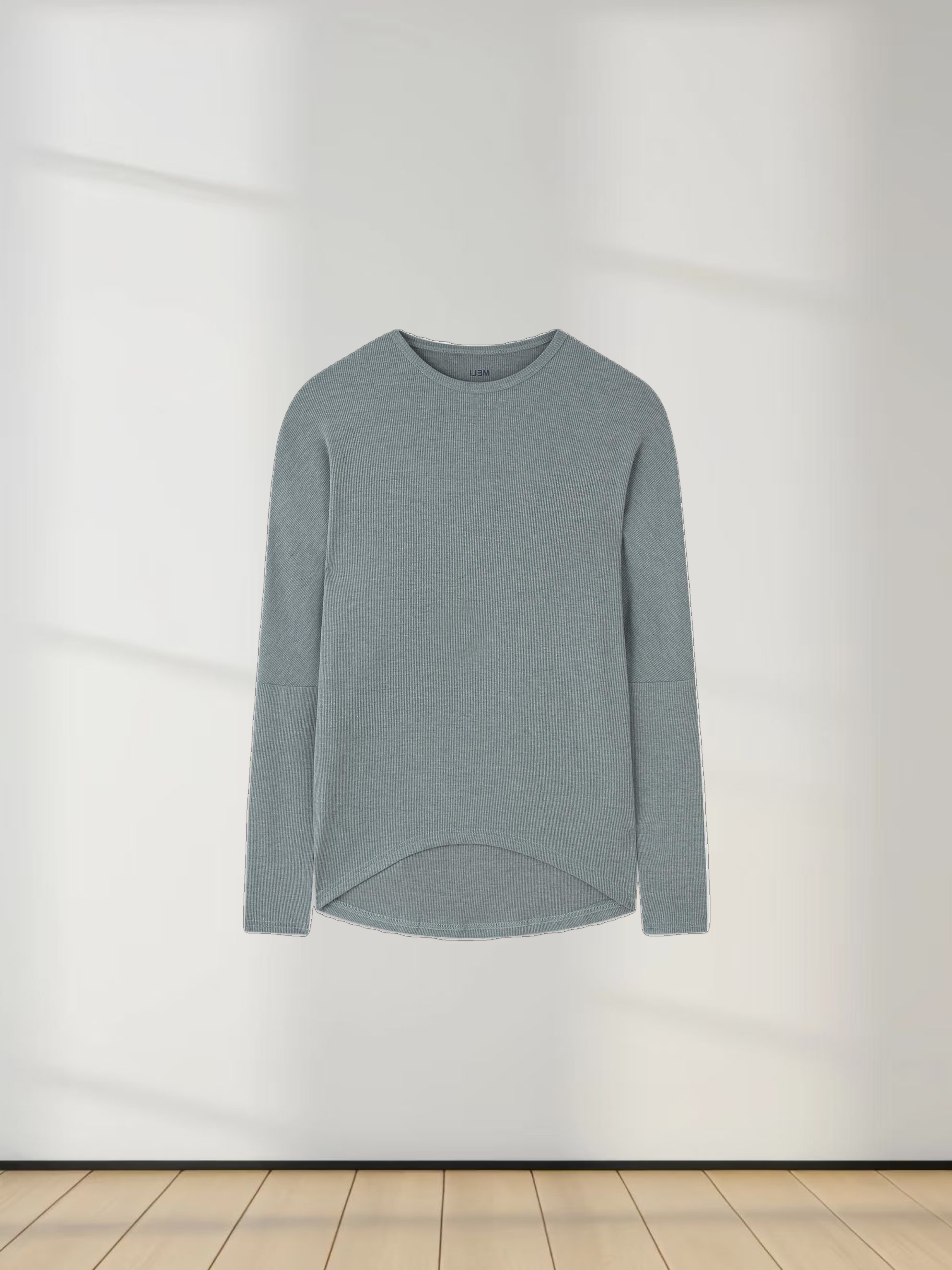 CREW RIBBED DOLMAN-HEATHER GREEN