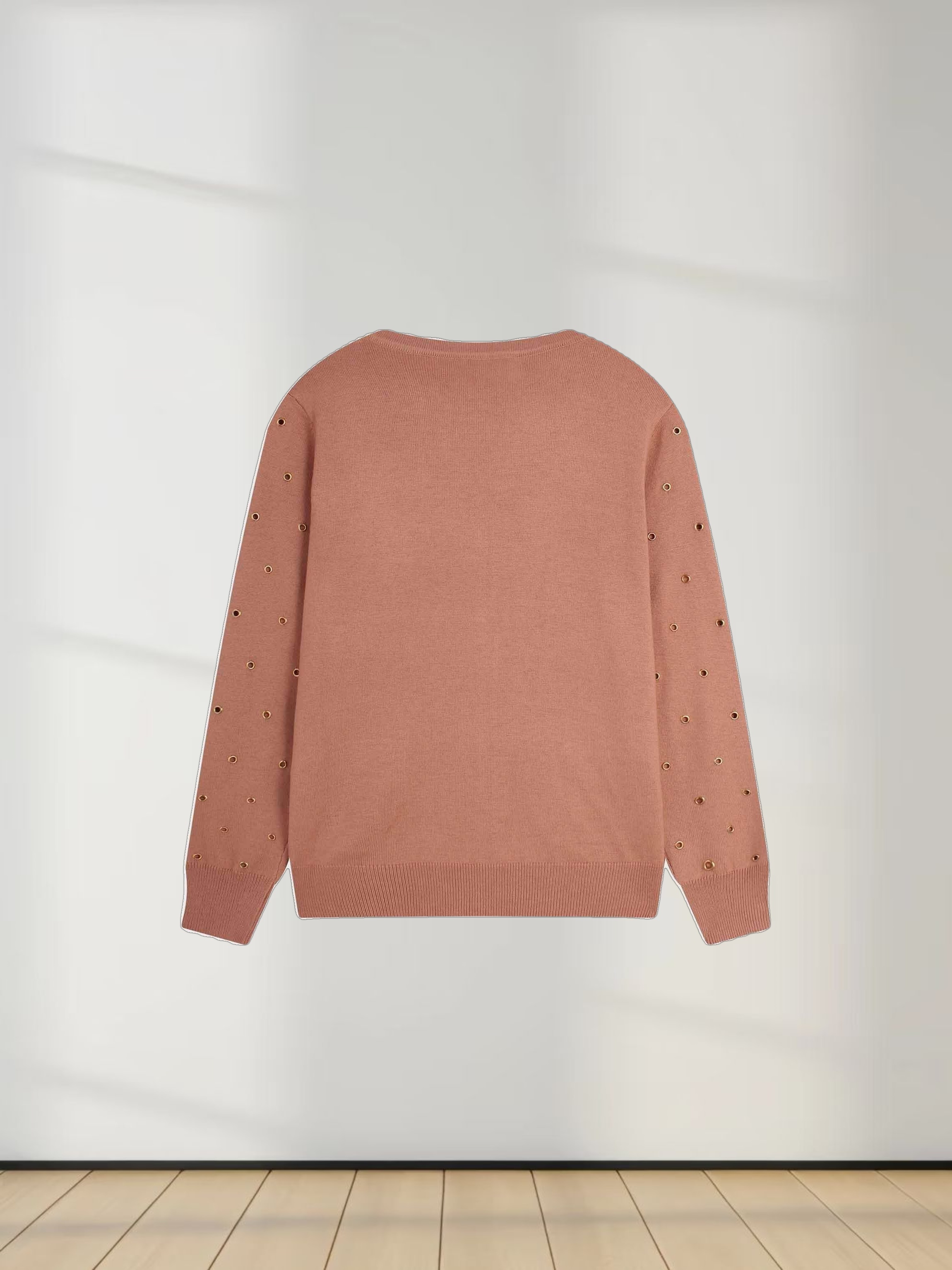 Grommet Cardigan-Peach