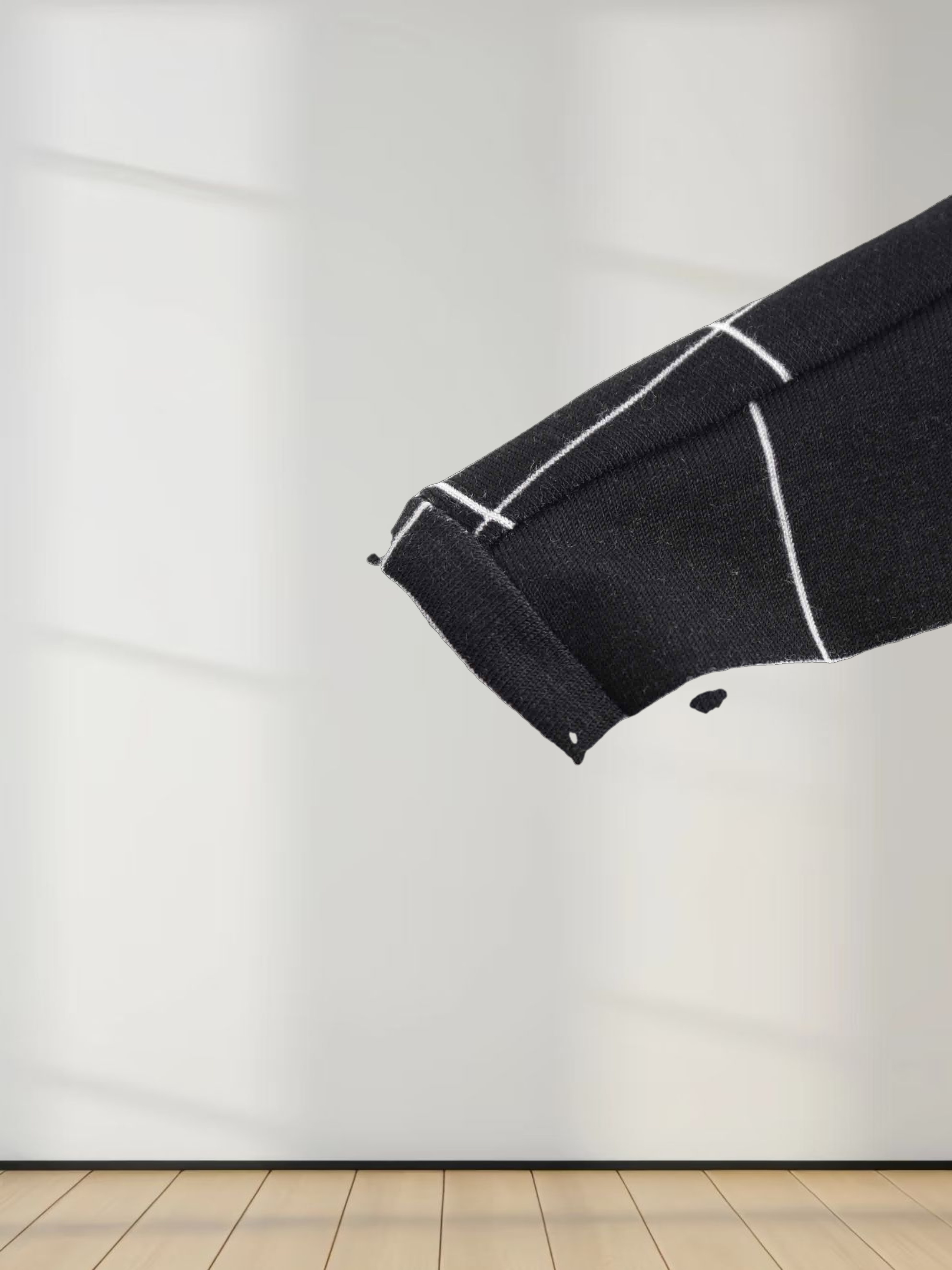 Printed Modal Turtleneck-Black Windowpane