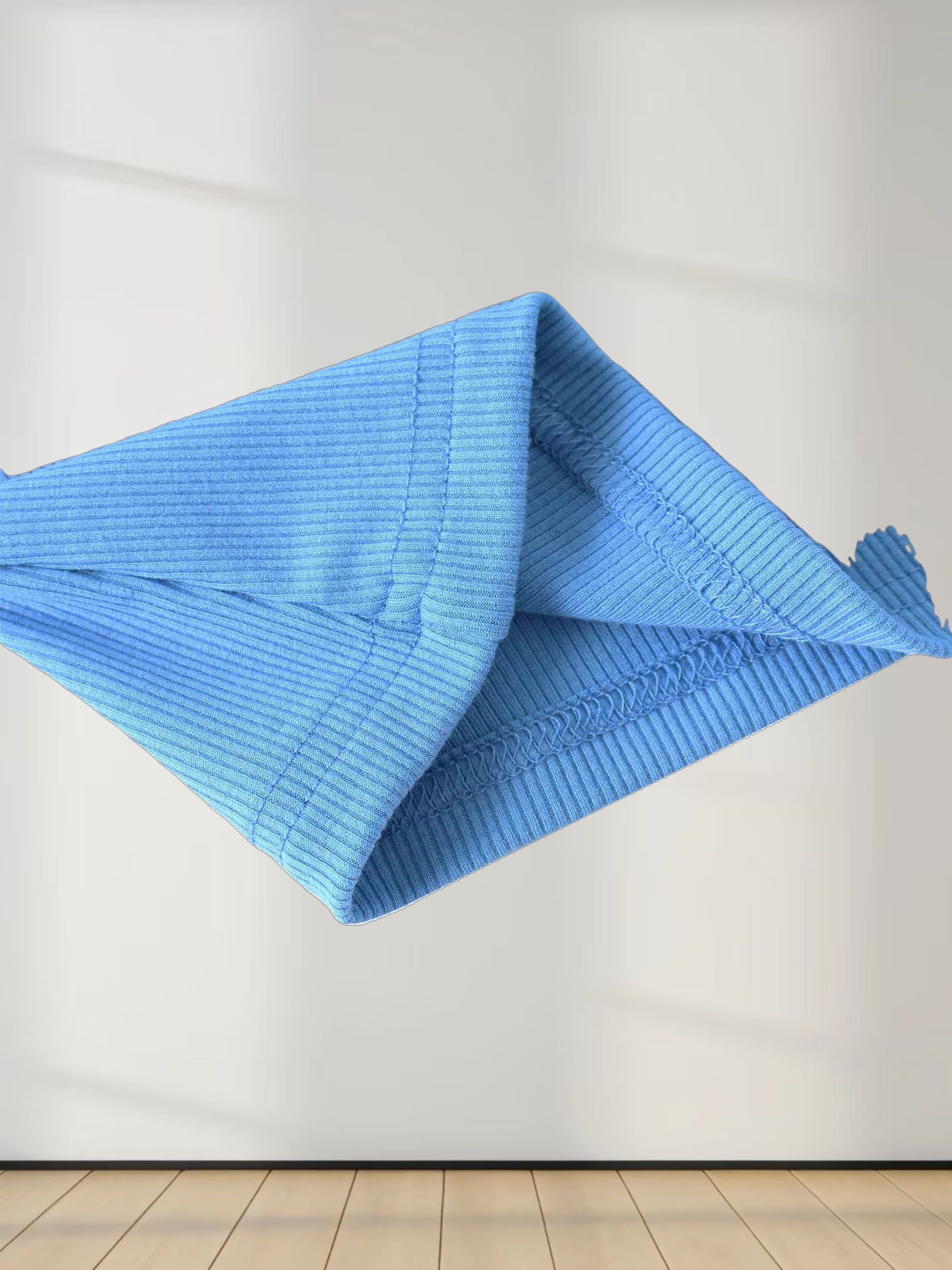 RIBBED HIGH V TEE LS-PERIWINKLE BLUE