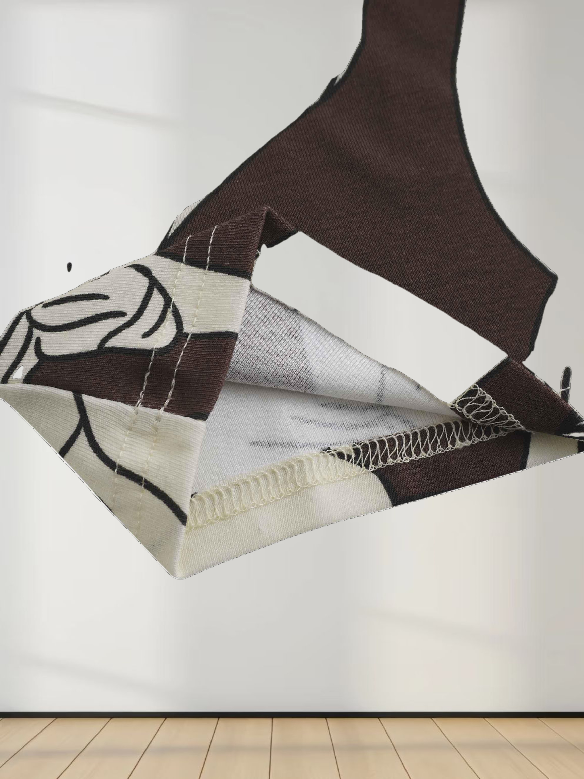 Basic Printed T-shirt-Oversized Floral Brown