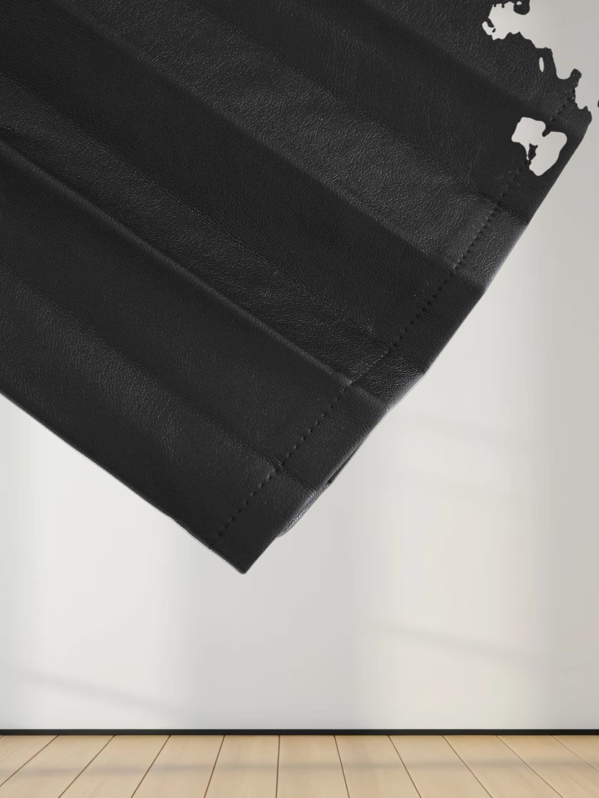 Accordion Pleated Faux Leather Skirt-Black