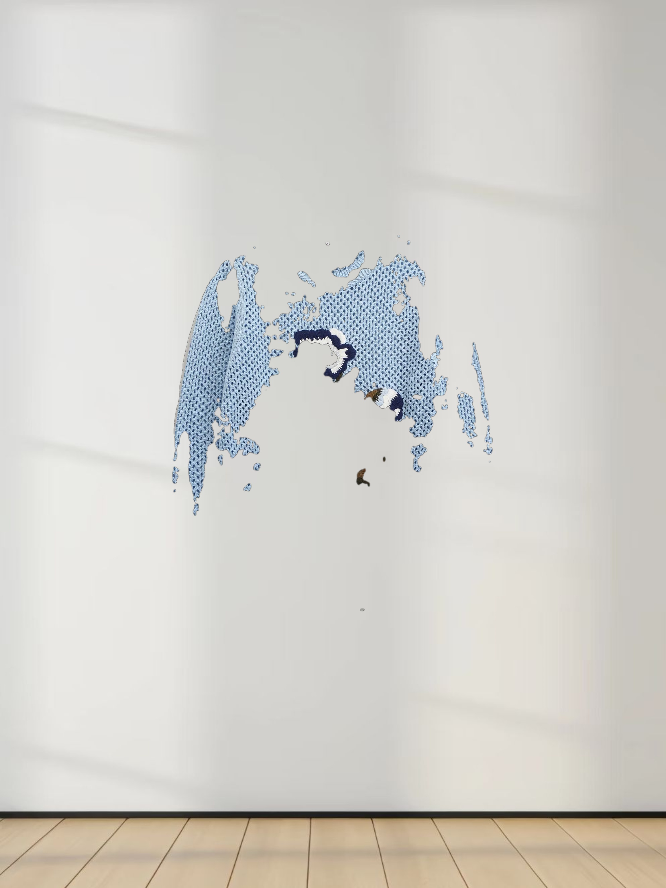 Embroidered Crochet Floral Sweater-Blue Floral