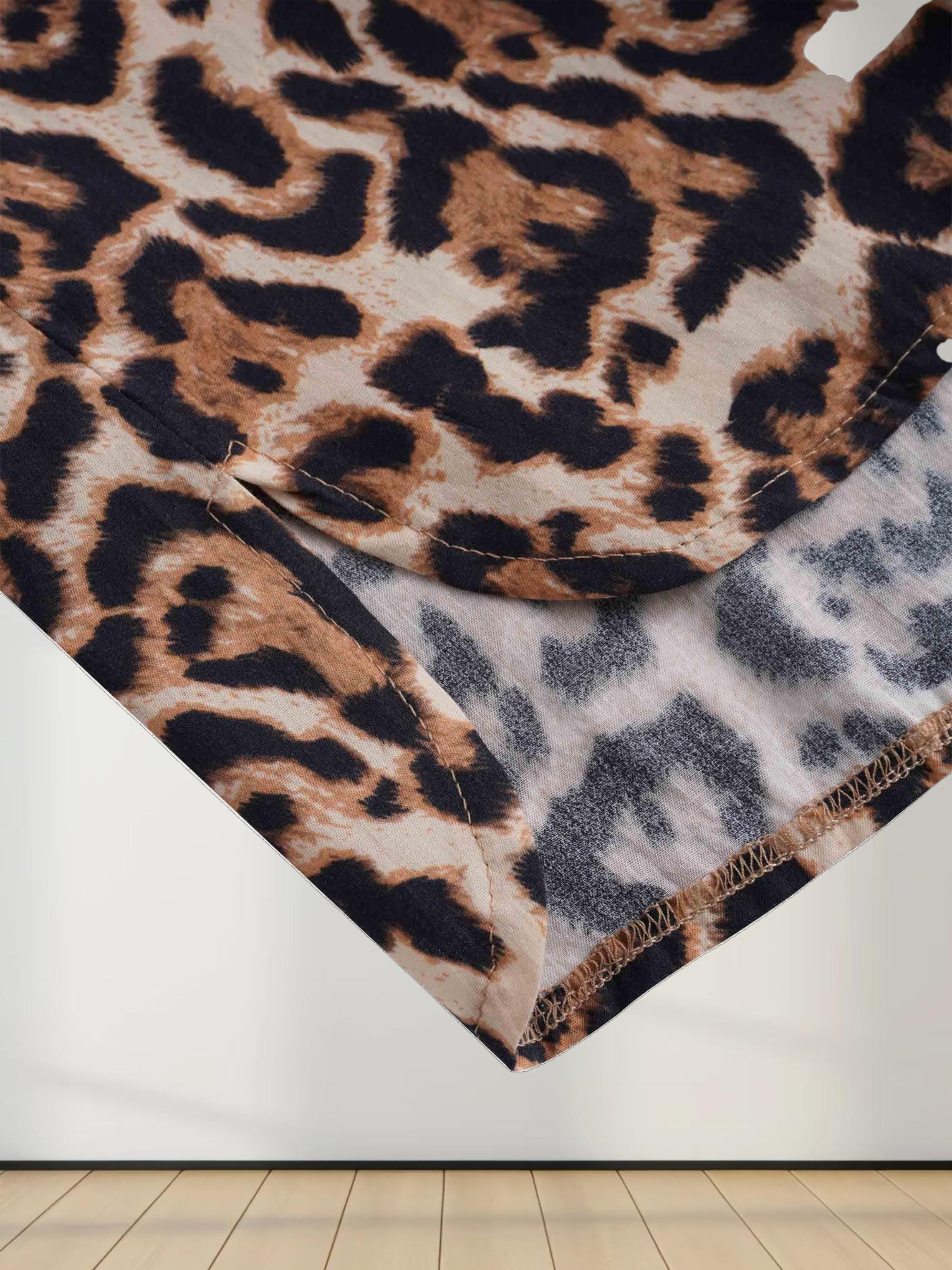 Long Button Down Shirtdress-Leopard Print