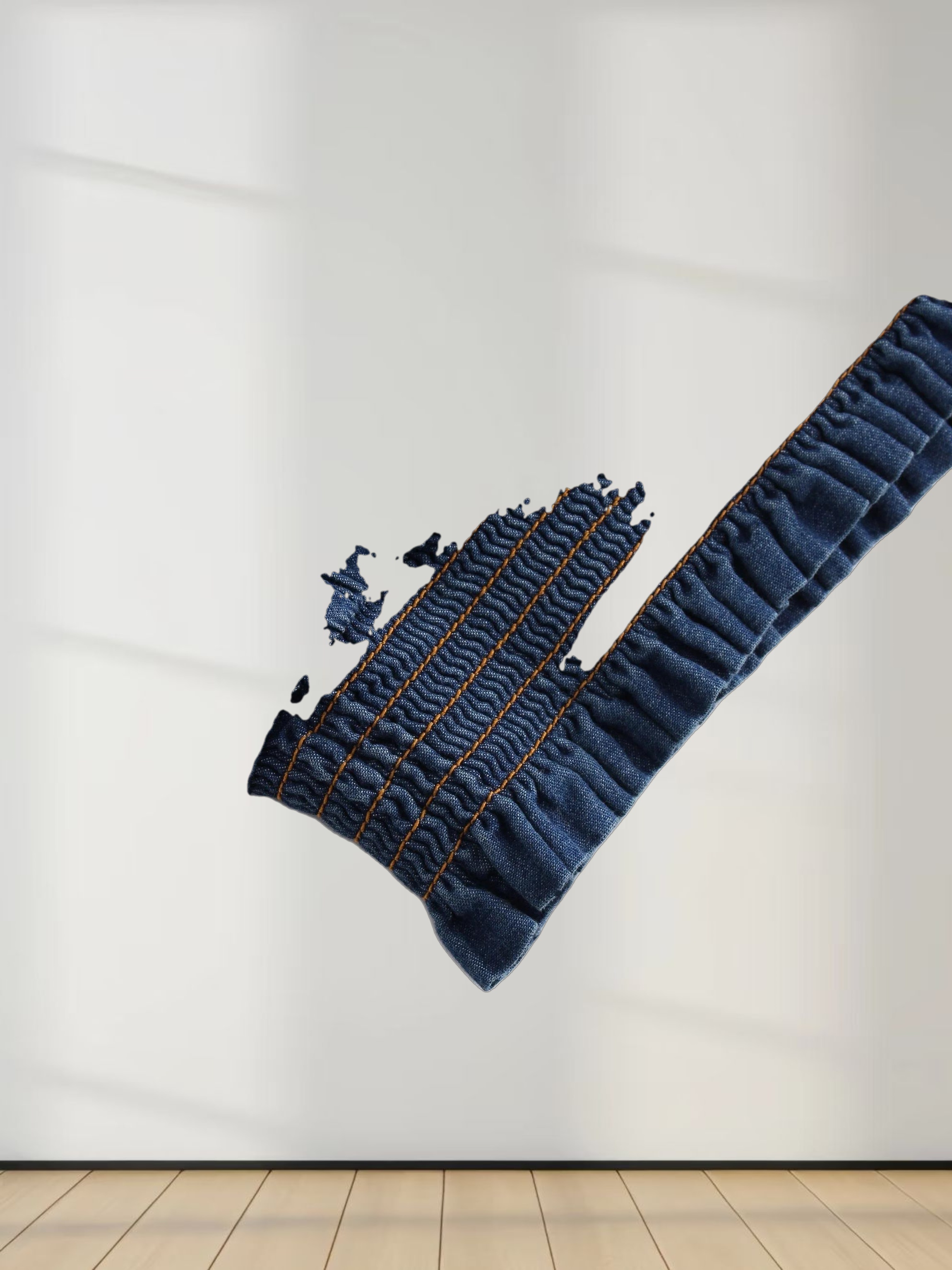 Waisted Denim Top-Blue