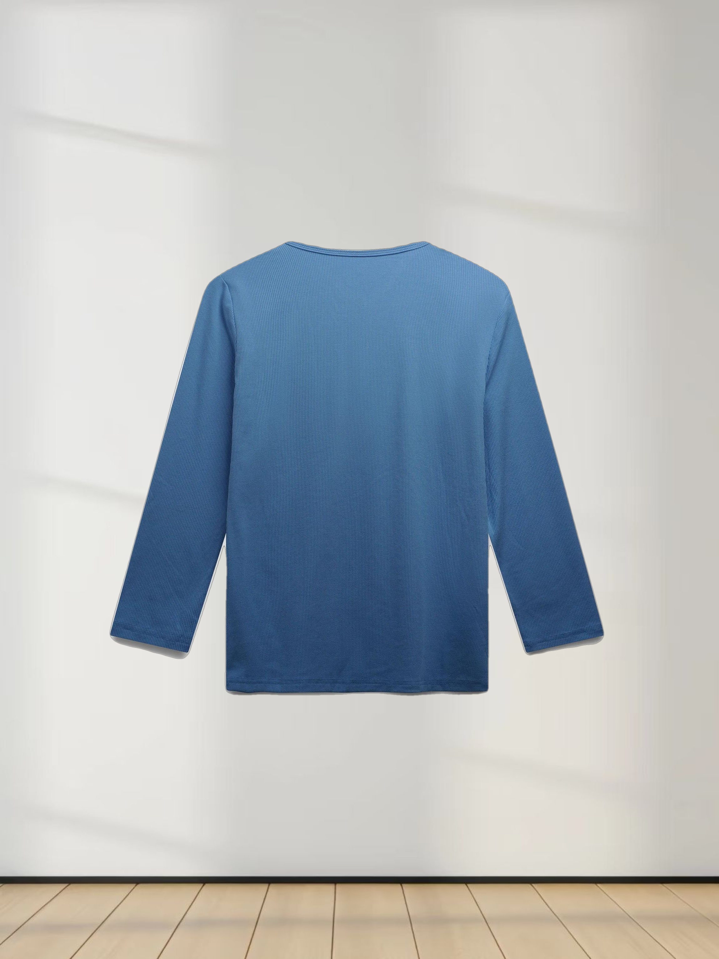 RIBBED HIGH V 3Q-DENIM BLUE