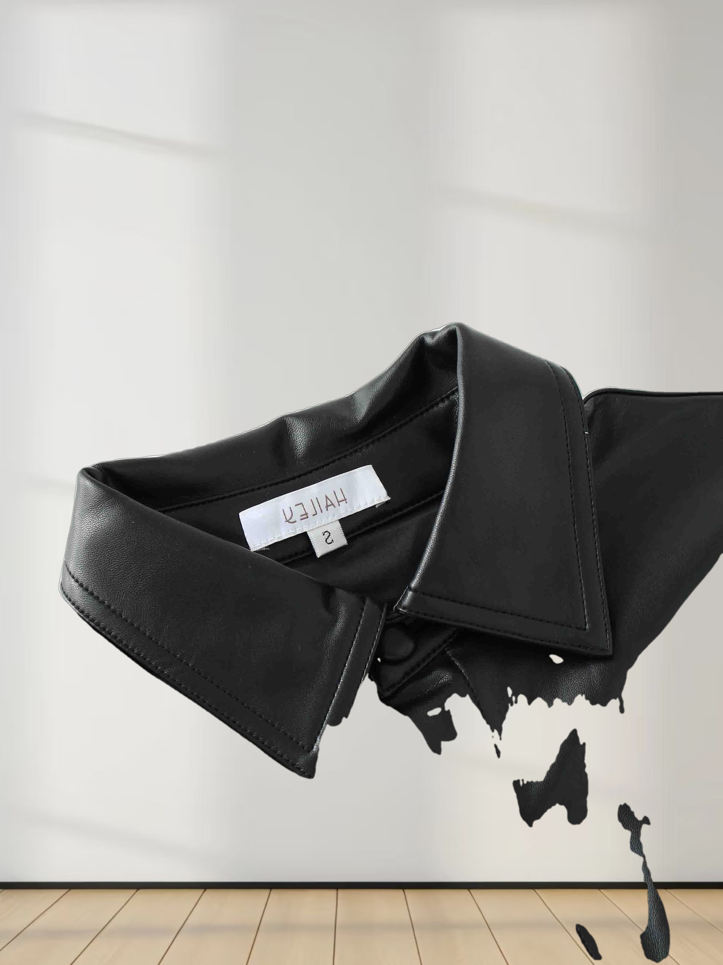 Snap Down Shacket-Black Leather