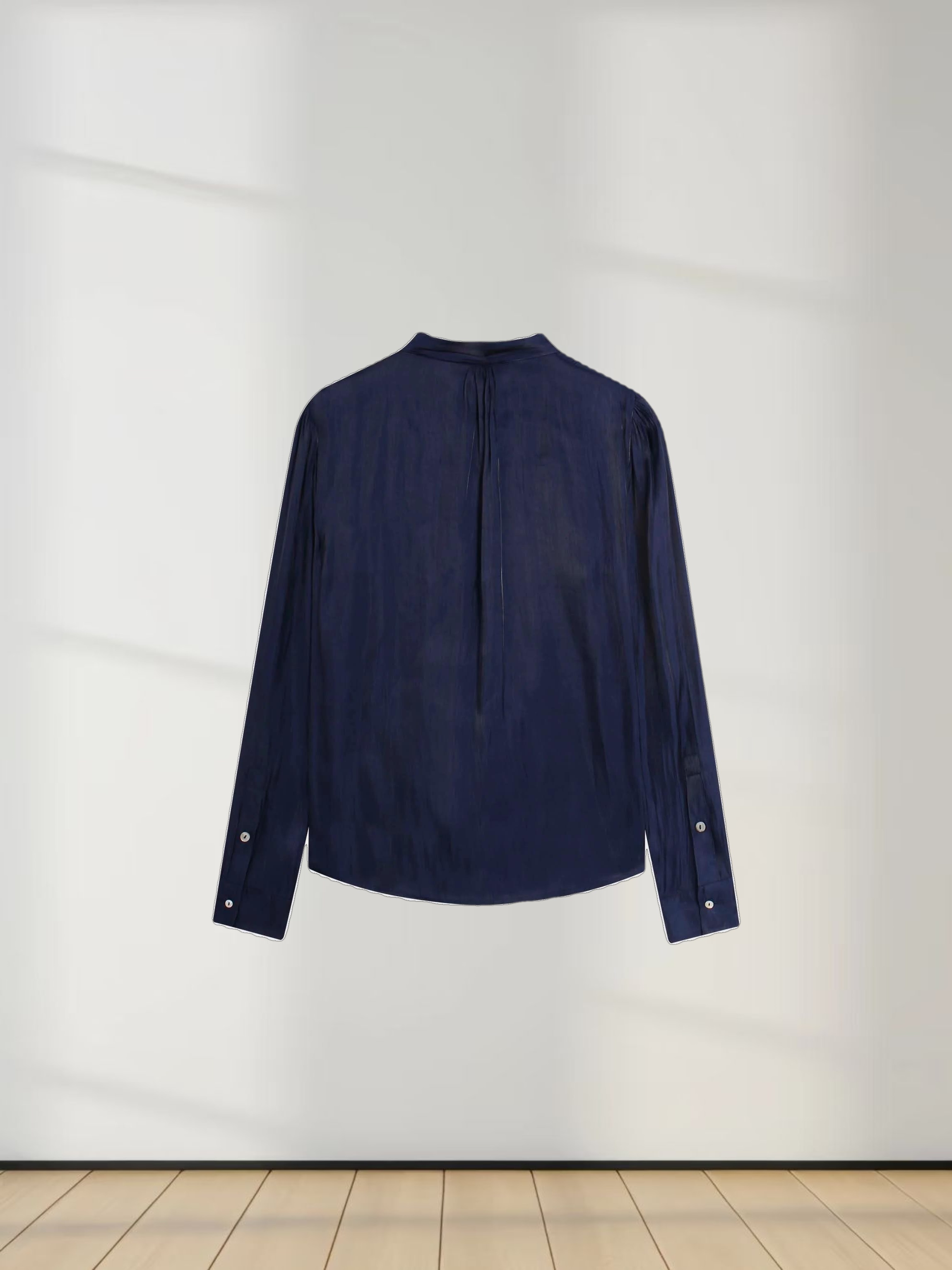 Shimmer Tie Blouse-Navy
