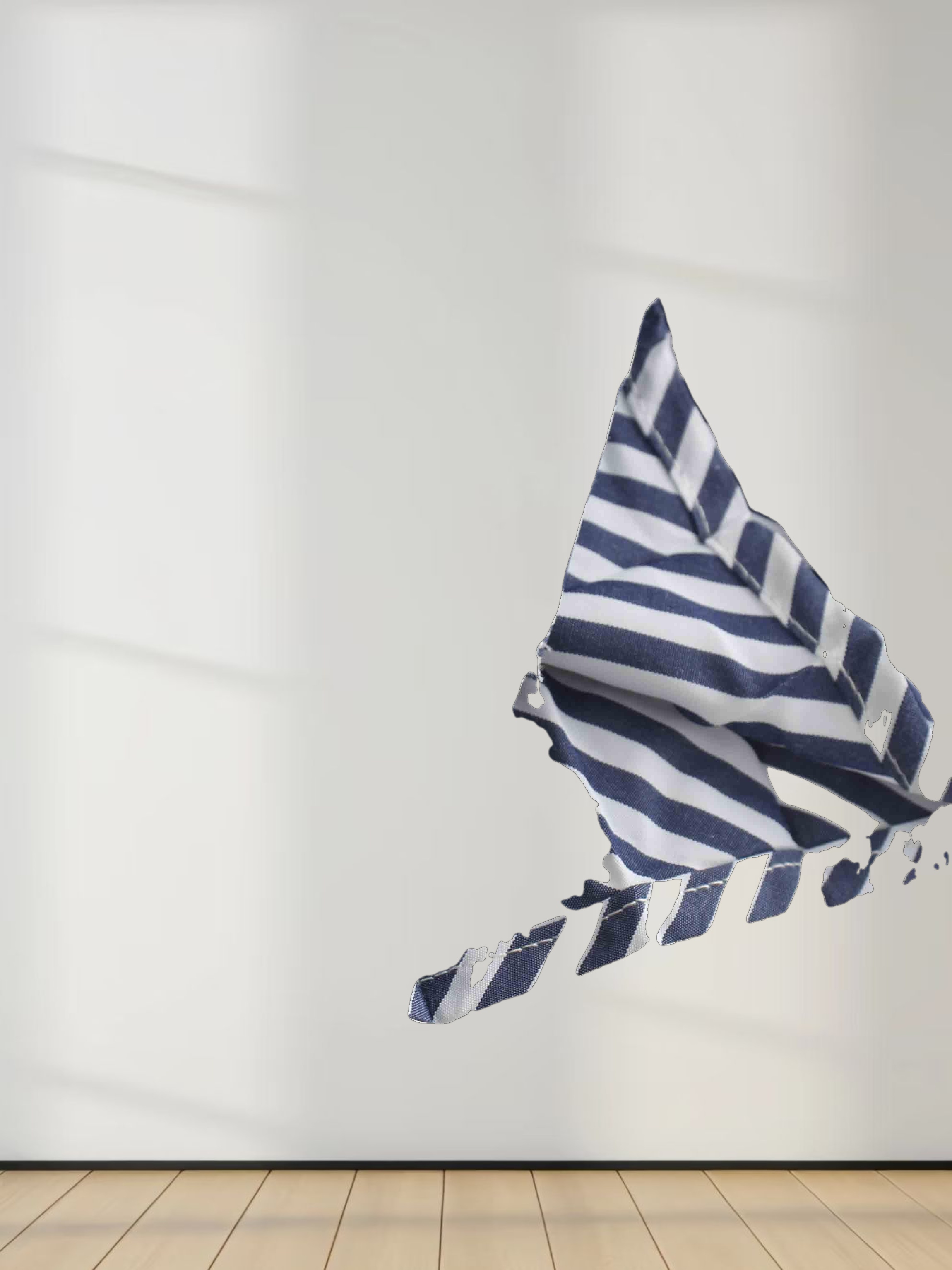 Pleat Bottom Waisted Shirtdress-Navy Pinstripe