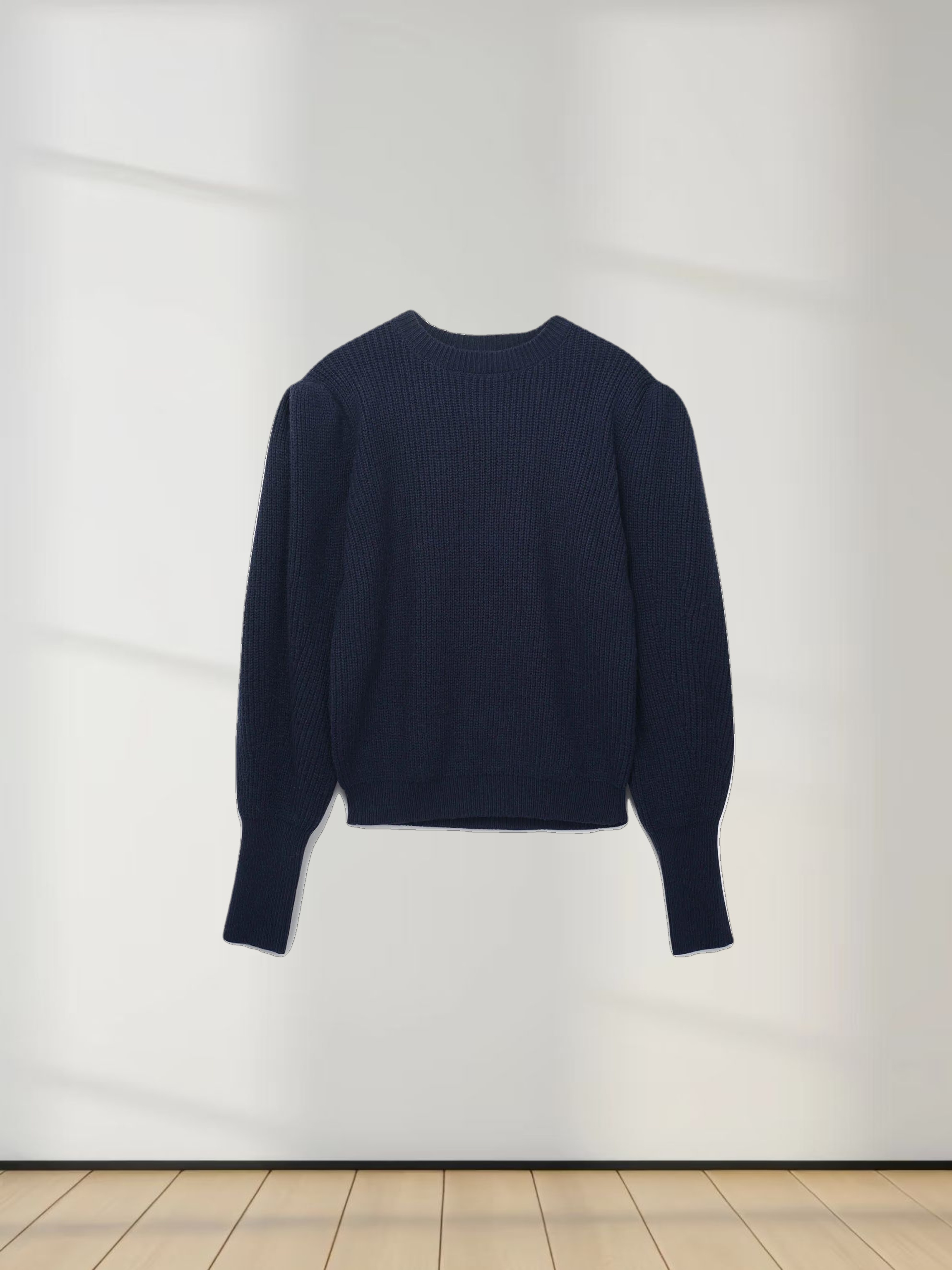 Puff Sleeve Sweater-Navy