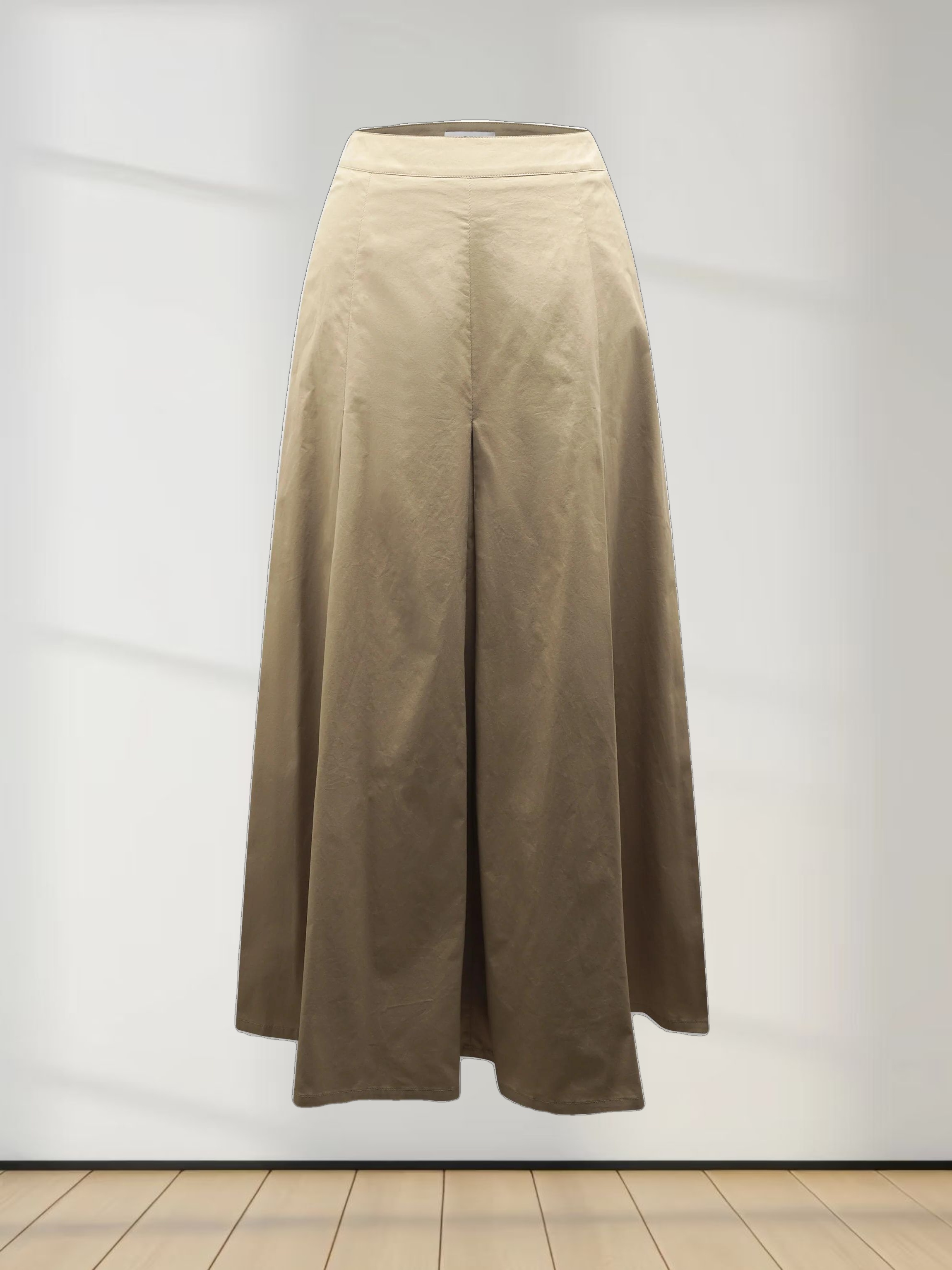 Stitch Down Cotton Pleated Skirt-Sand
