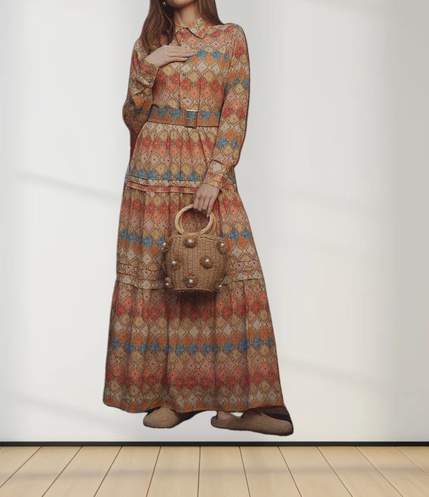 Pleated Tiered Maxi Dress-Diamond Design