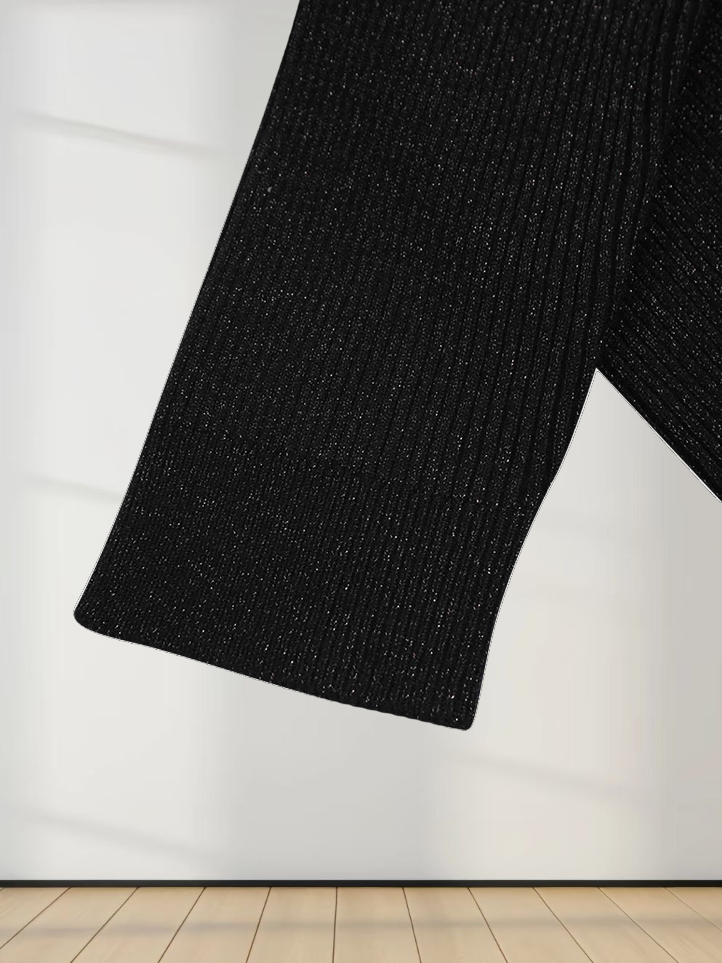 Lurex Ribbed Sweater-Black
