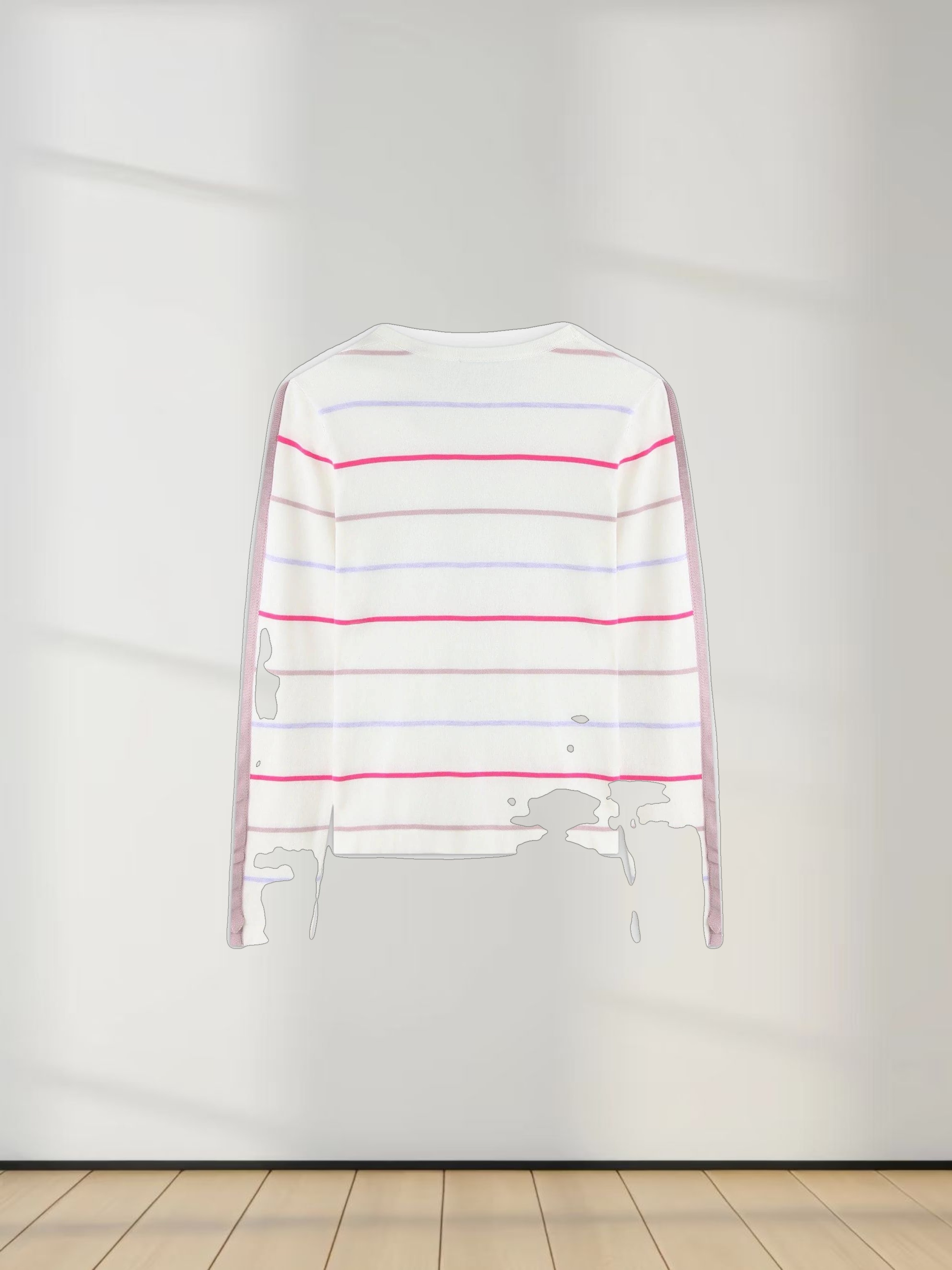 Ruffle Sleeve Sweater-Pink/Purple