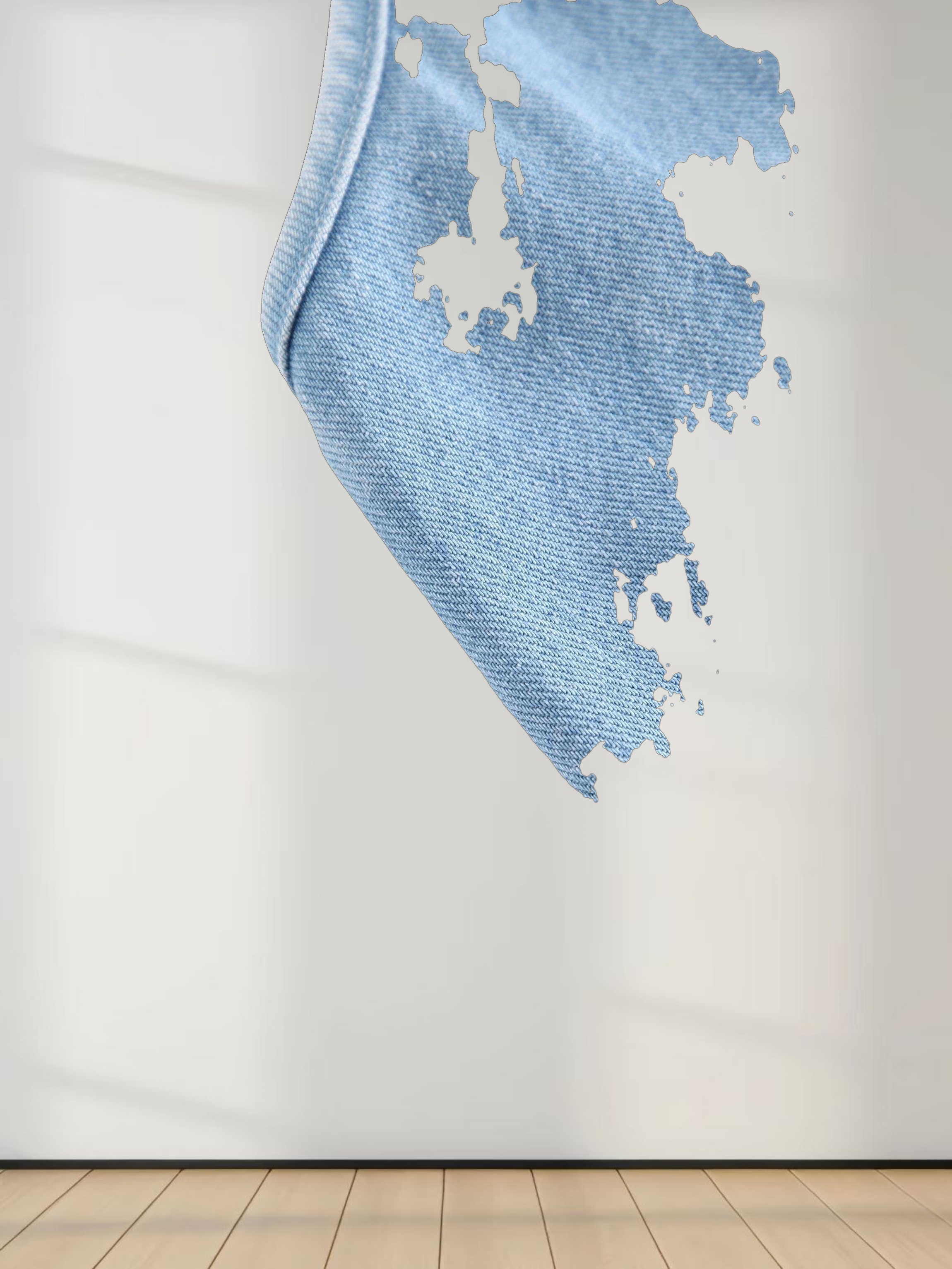 Solid Crew Neck Slip Dress-Light Blue Denim