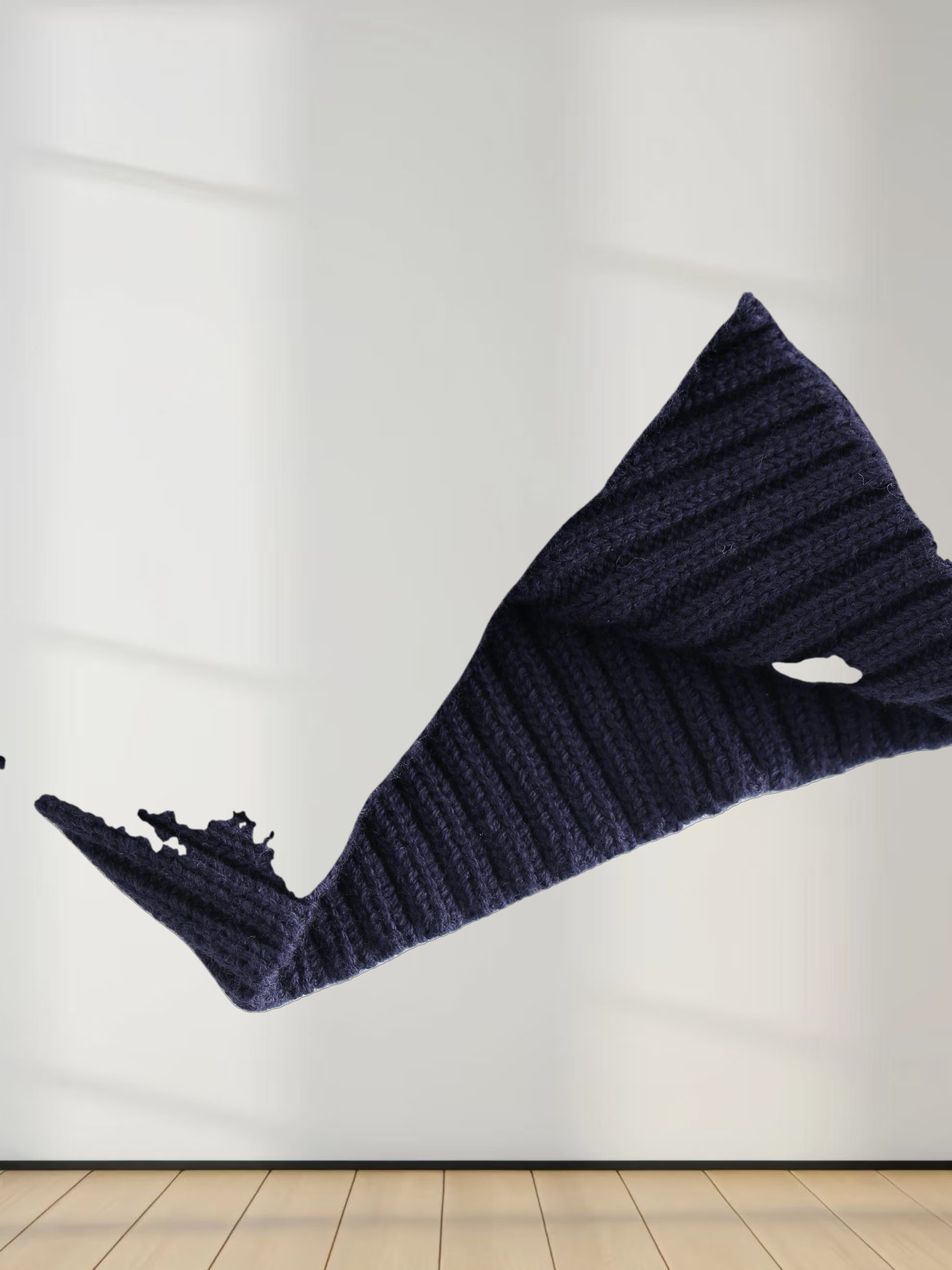 Zip Up Crochet Hoodie-Navy