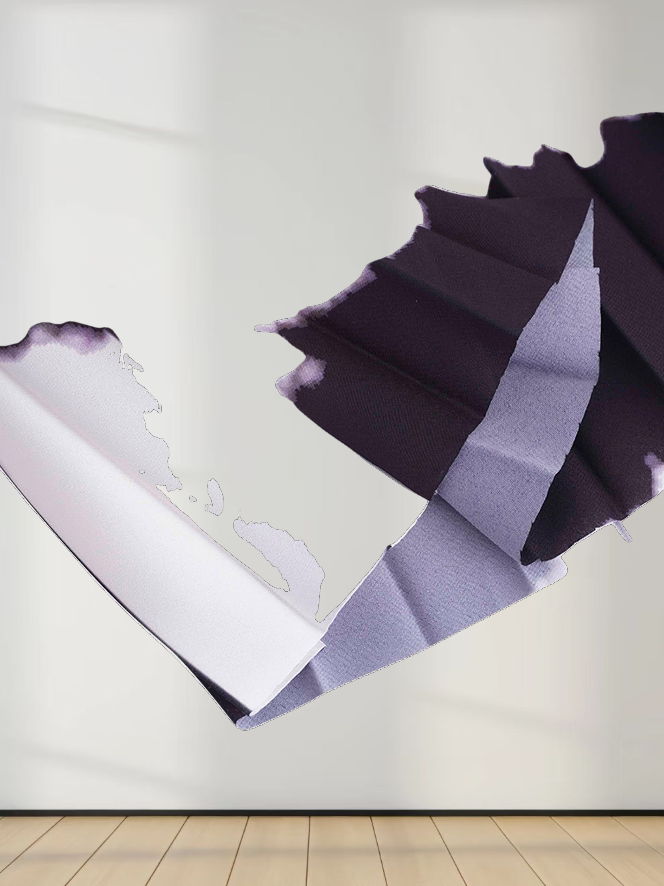 Elastic Waist Printed Pleated Skirt-Black White Ombre