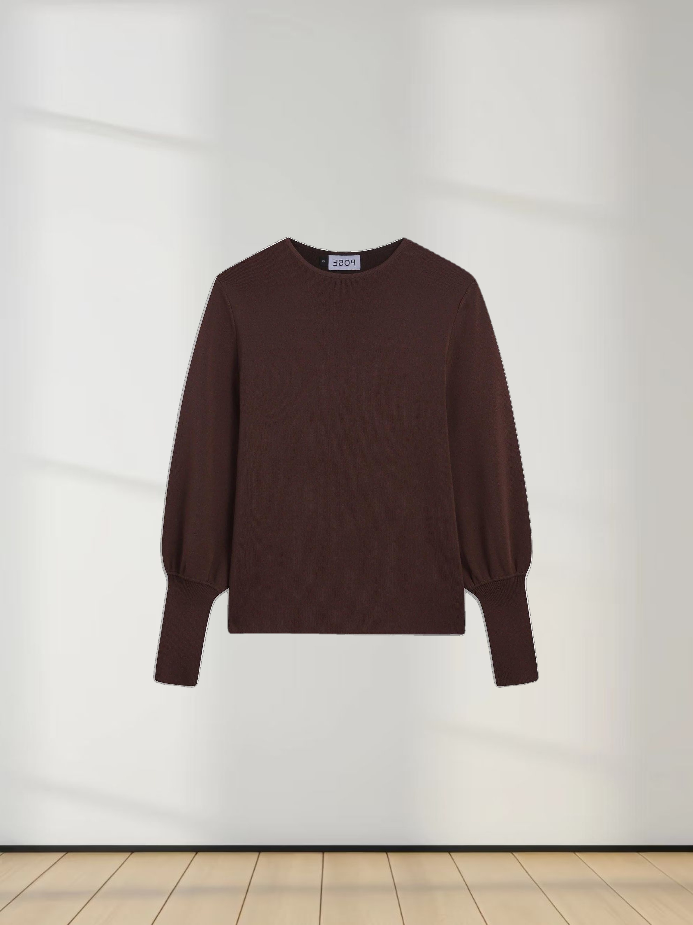 High Cuff Sweater-Brown