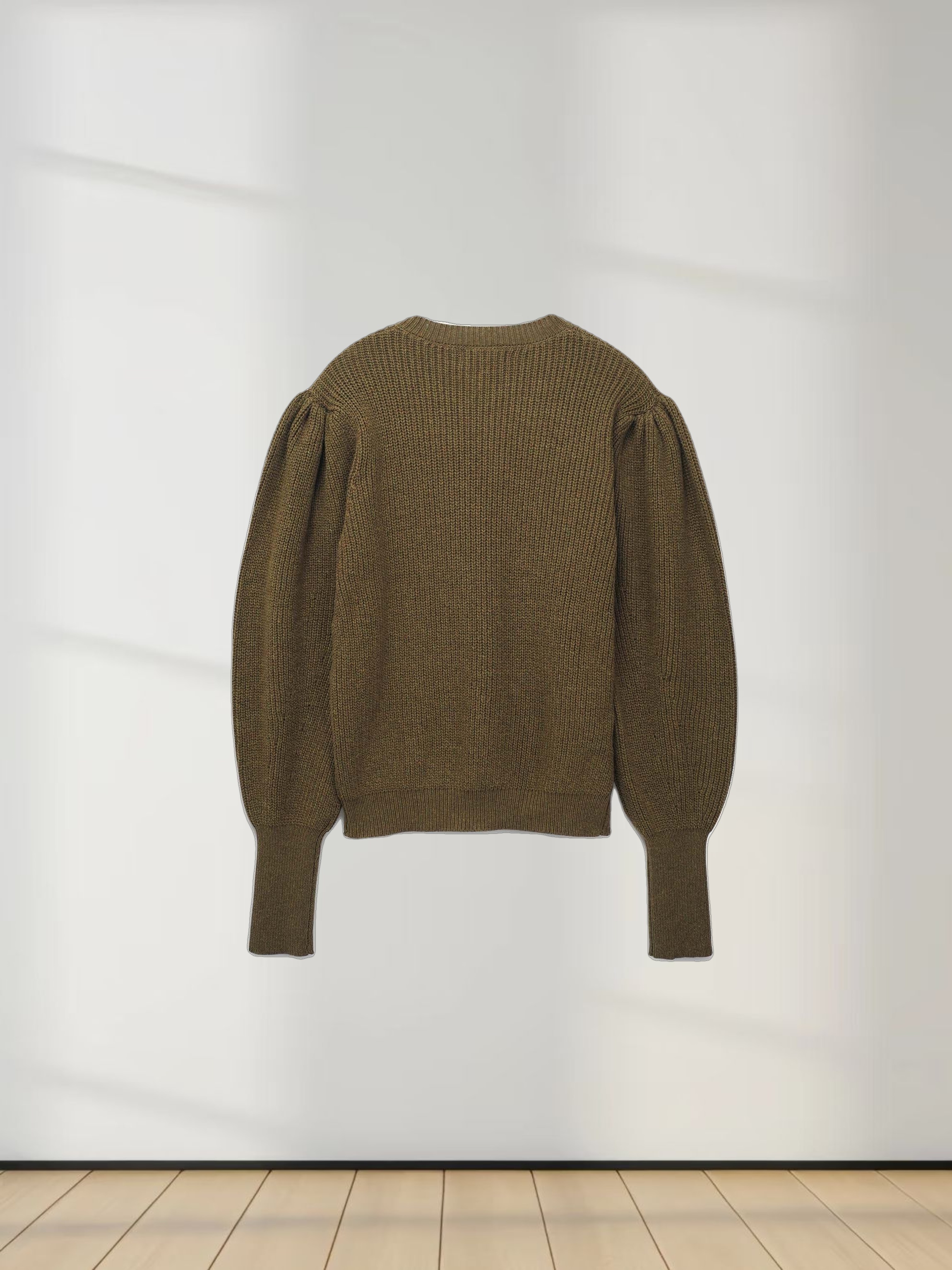 Puff Sleeve Sweater-Olive