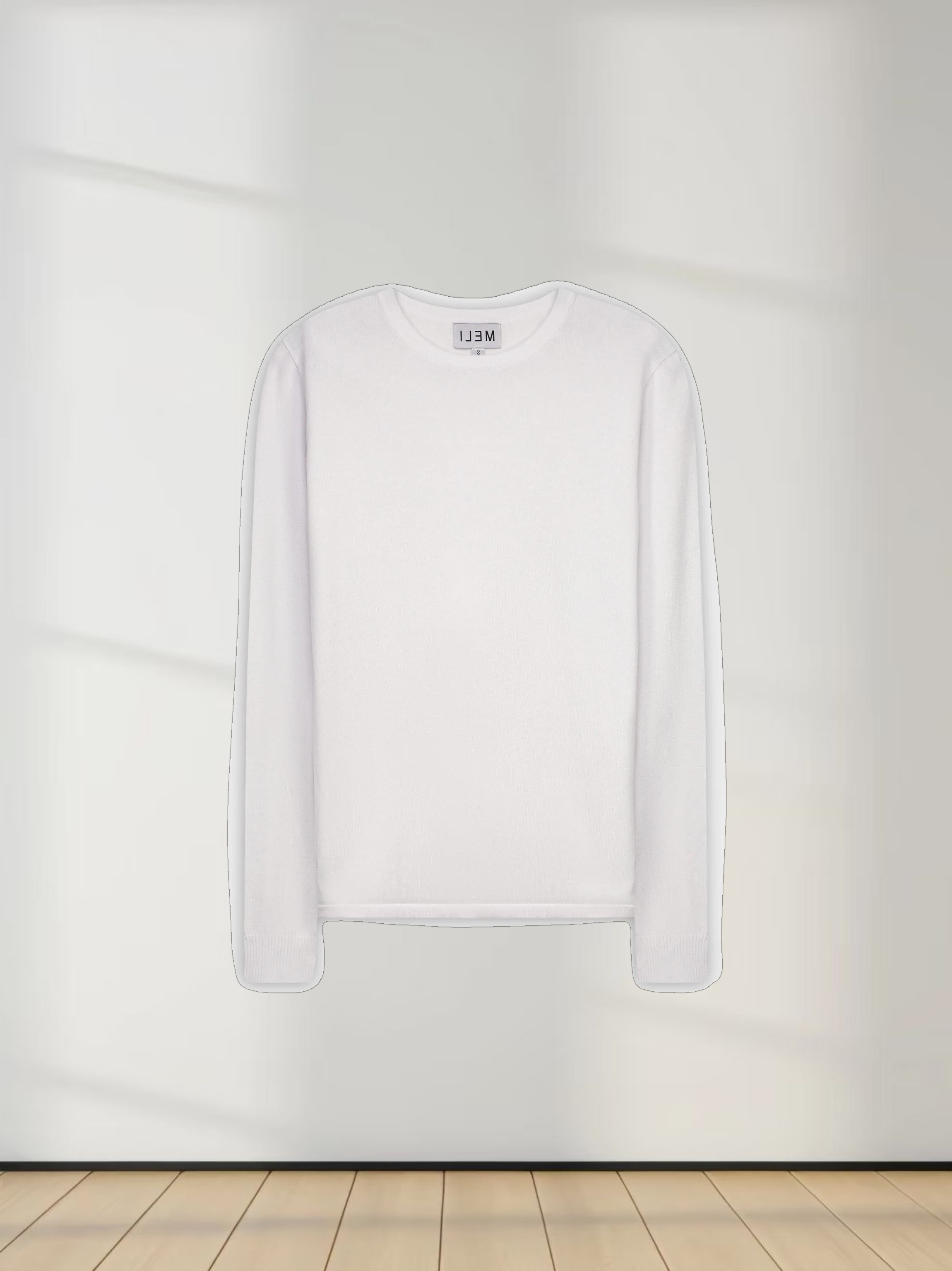 THIN KNIT CREW SWEATER-WHITE