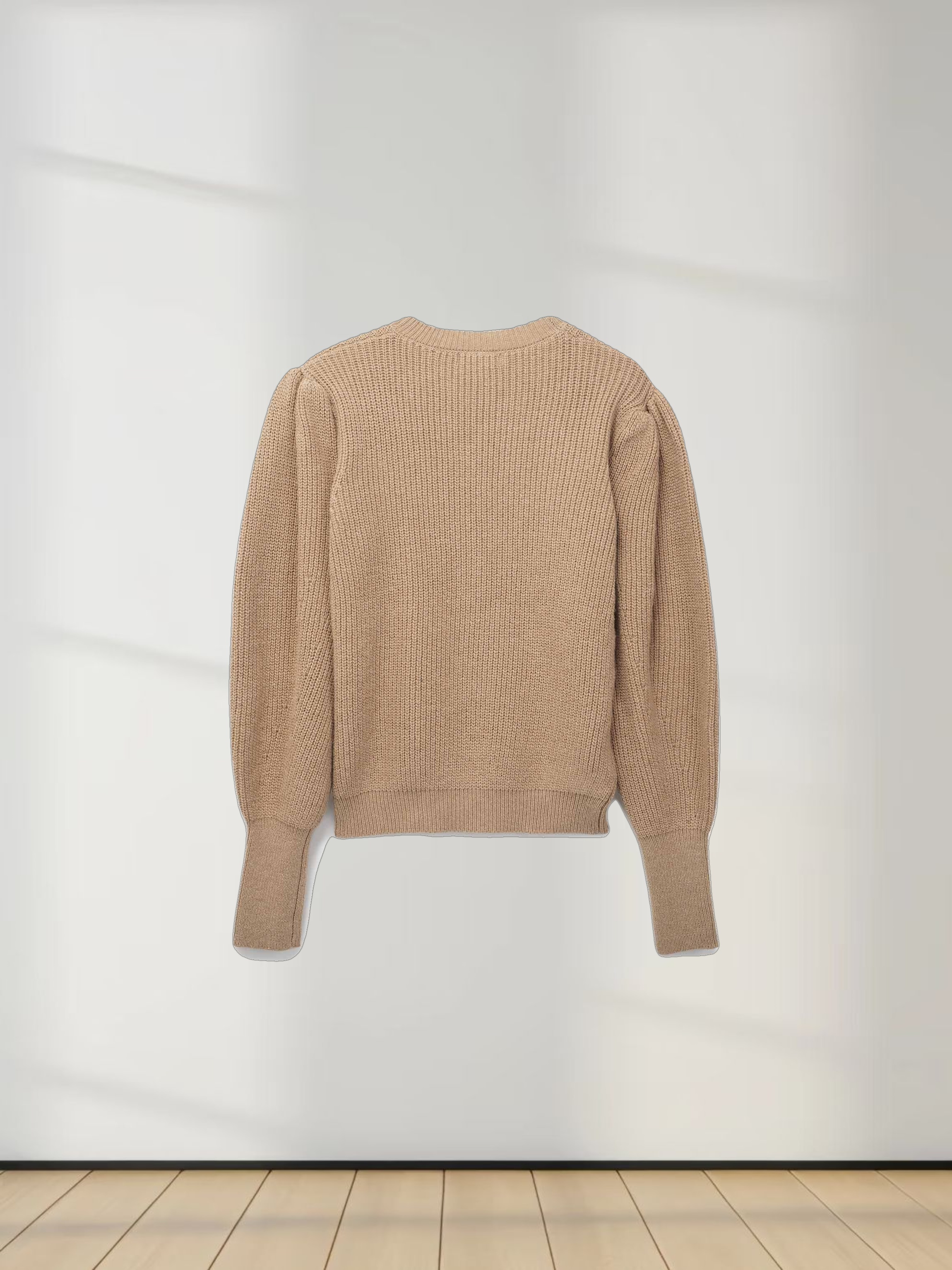 Puff Sleeve Sweater-Tan