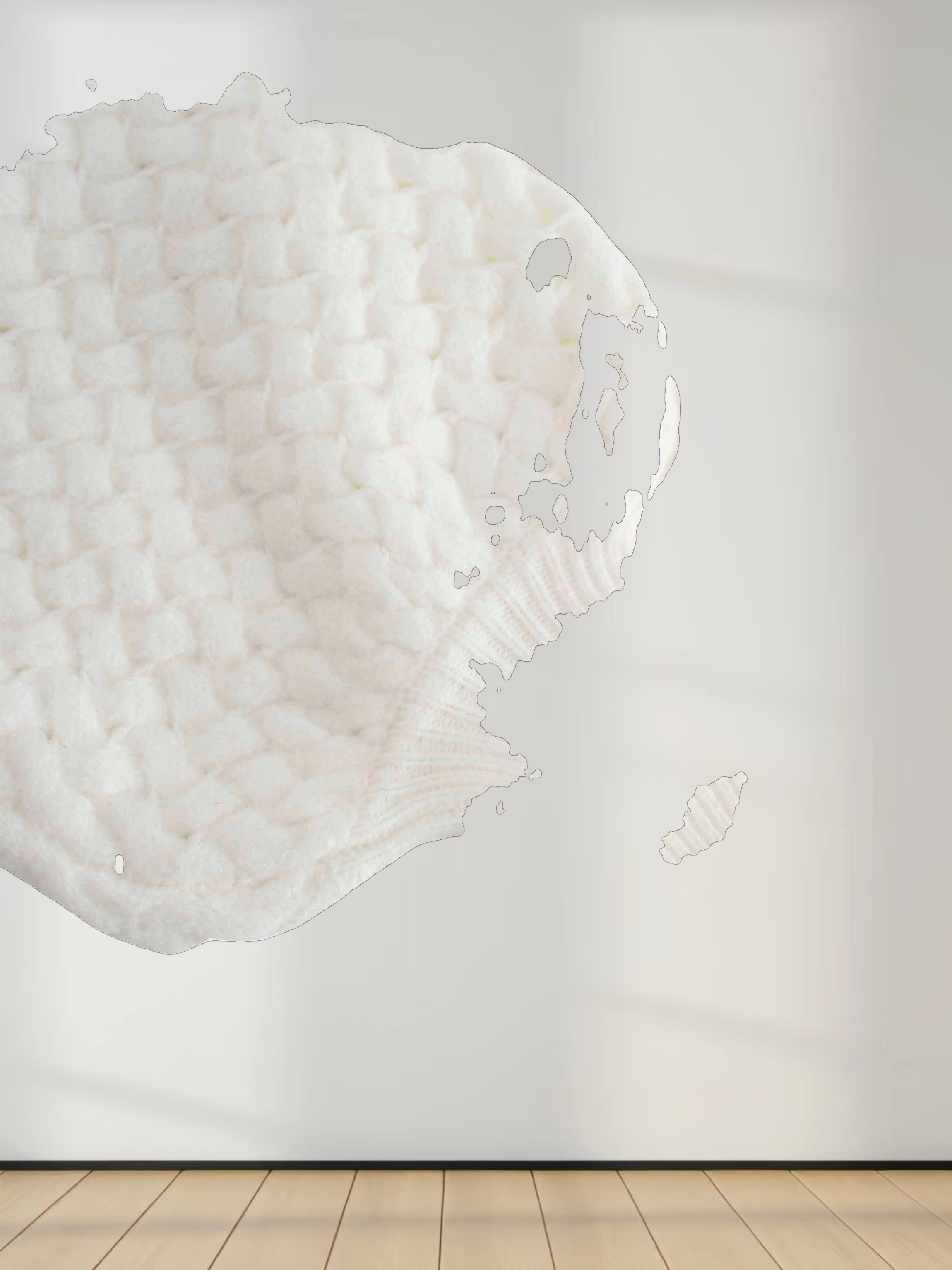 Basketweave Turtleneck Sweater-Cream