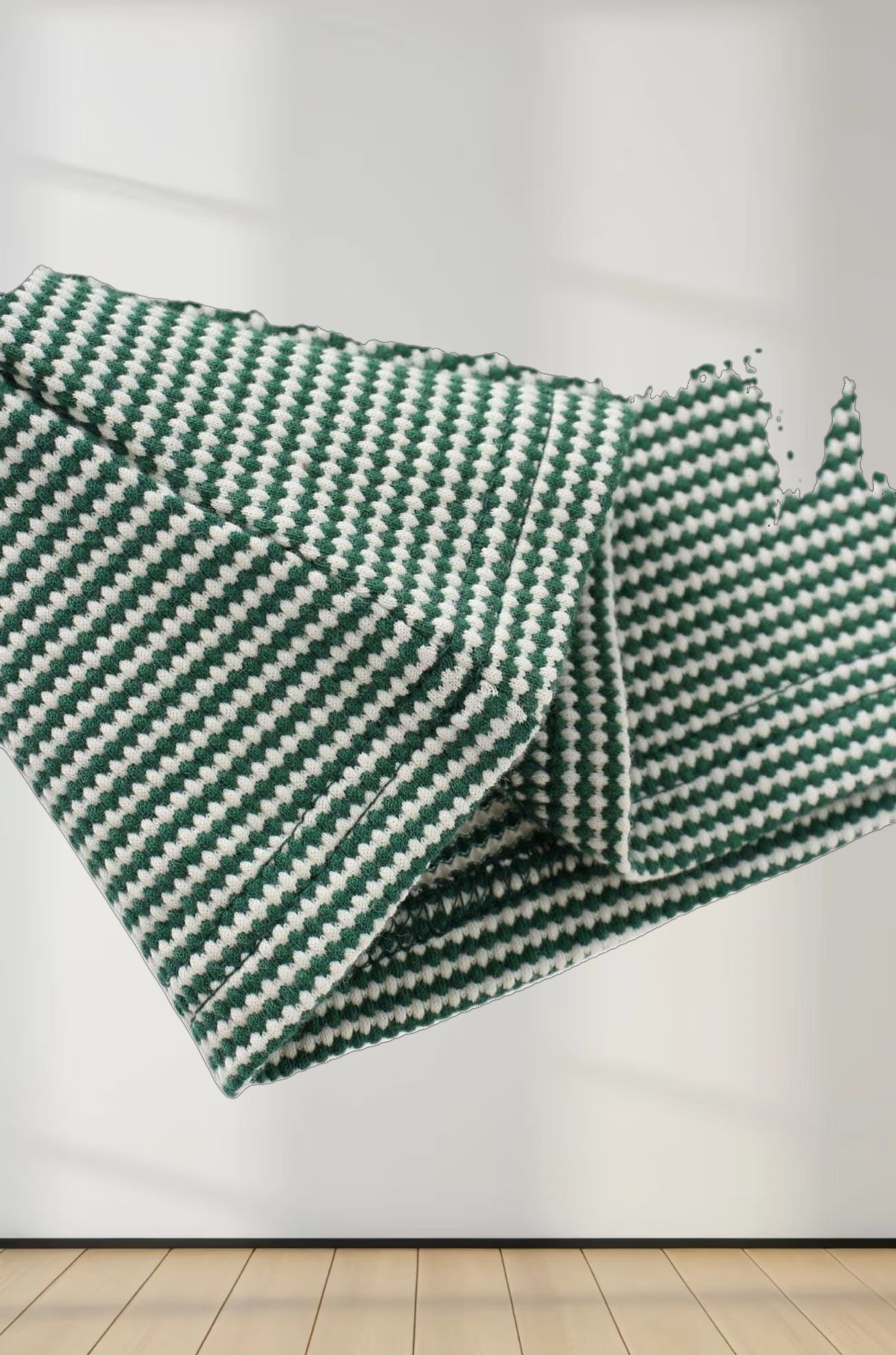 Waffle Striped Crew Tee-Green/White