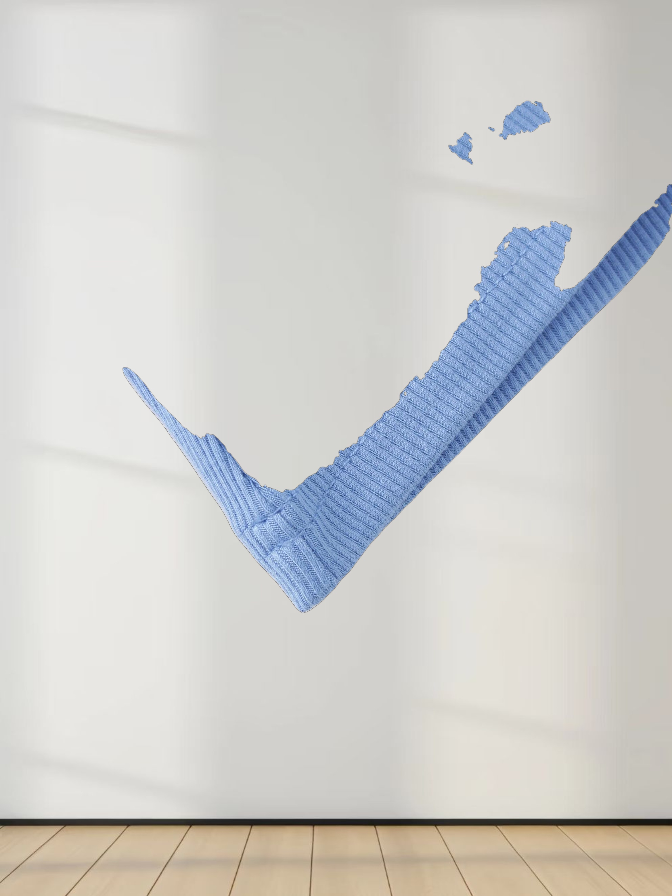 High V Ribbed Tee LS-Ocean Blue