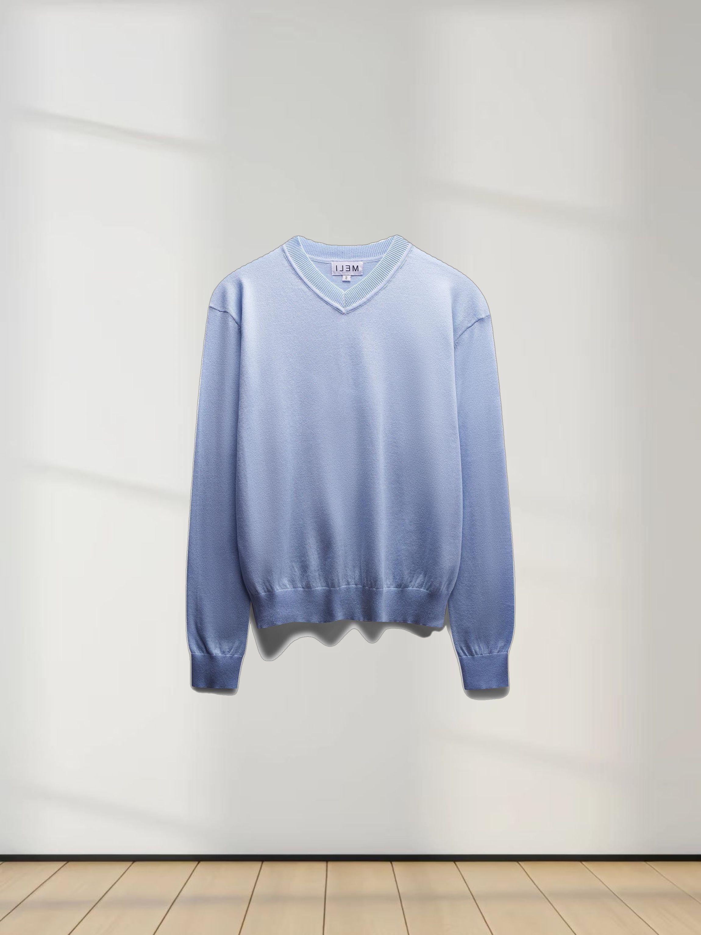 High V Lightweight Sweater-LT Blue