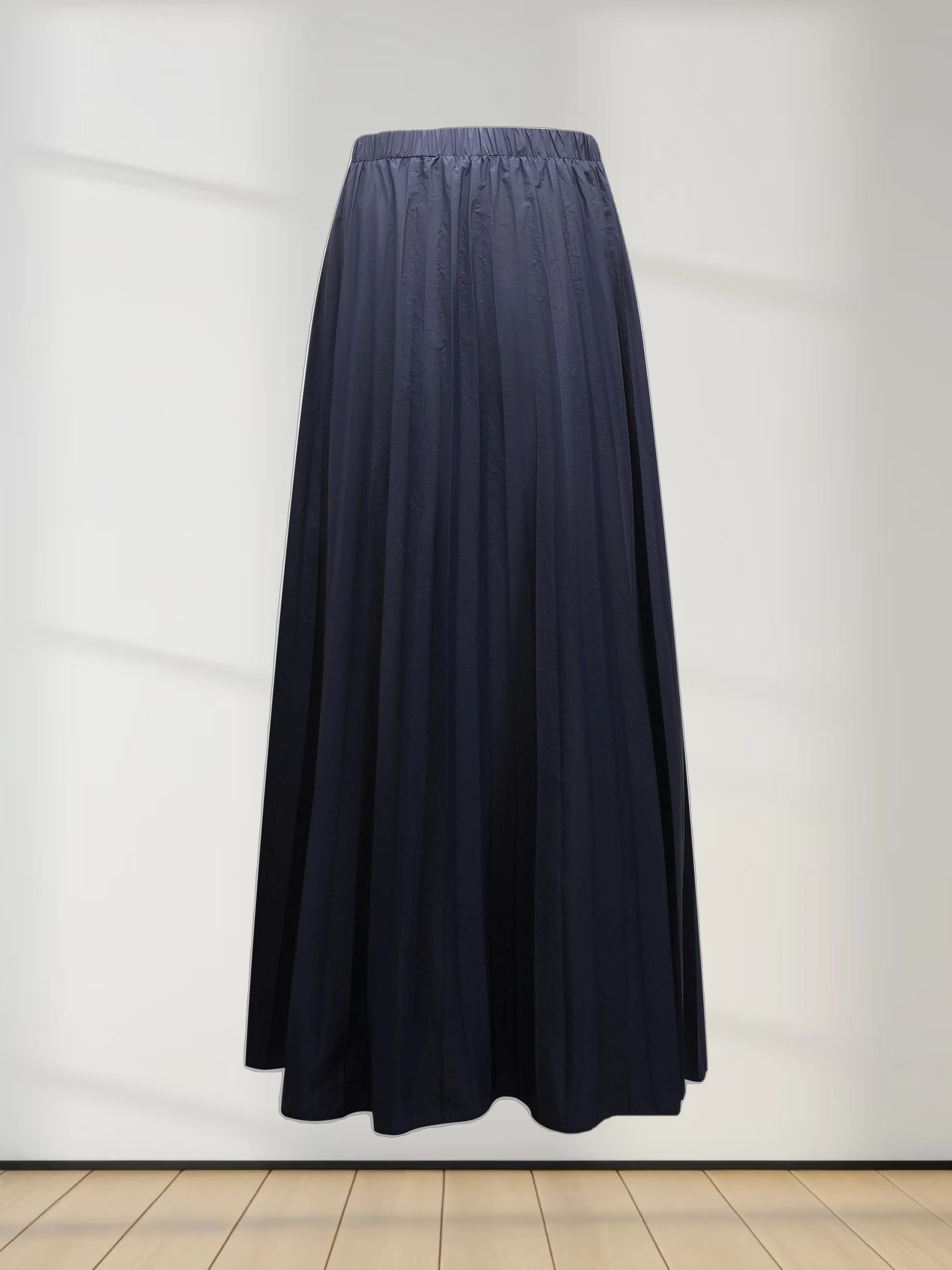 Nylon Circle Skirt-Navy