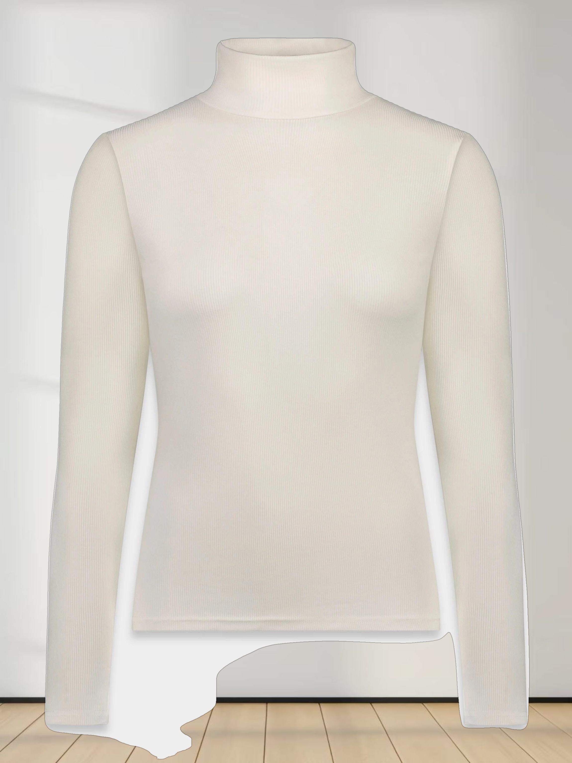 RIBBED TURTLENECK-CREAM