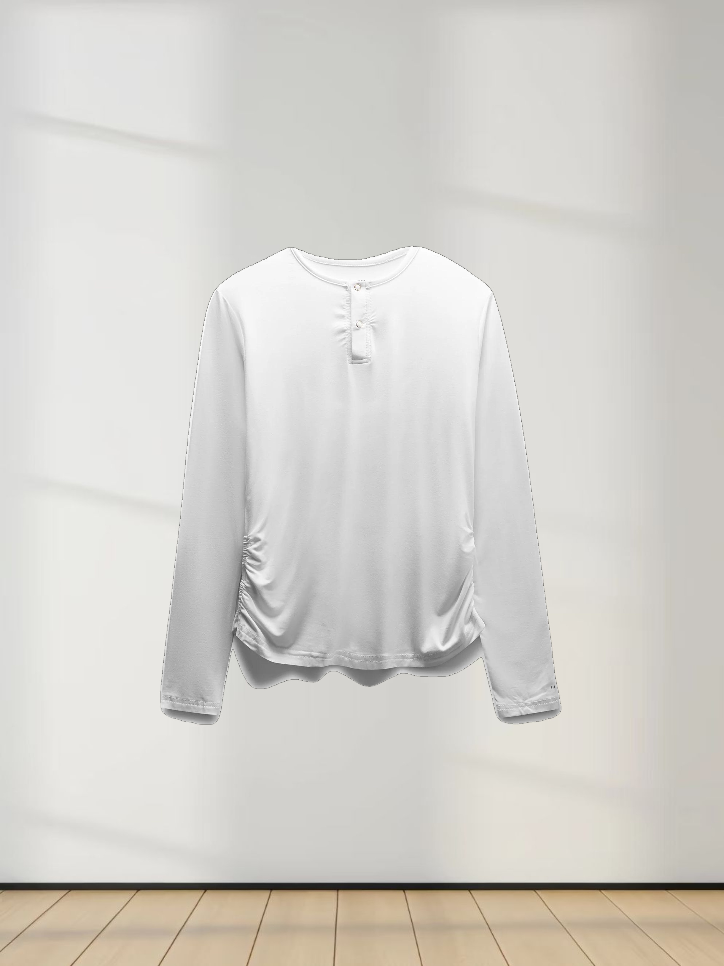 SIDE ELASTIC TEE-WHITE