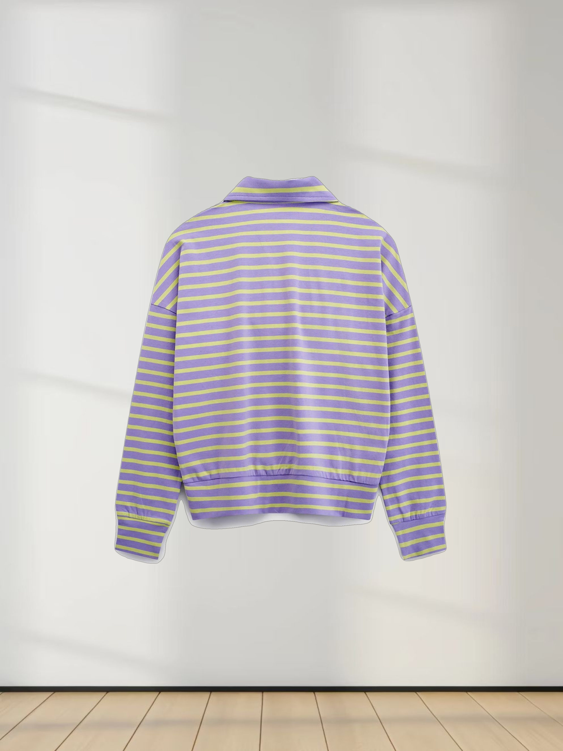 Collared Bomber Tee-Lavender/Lime