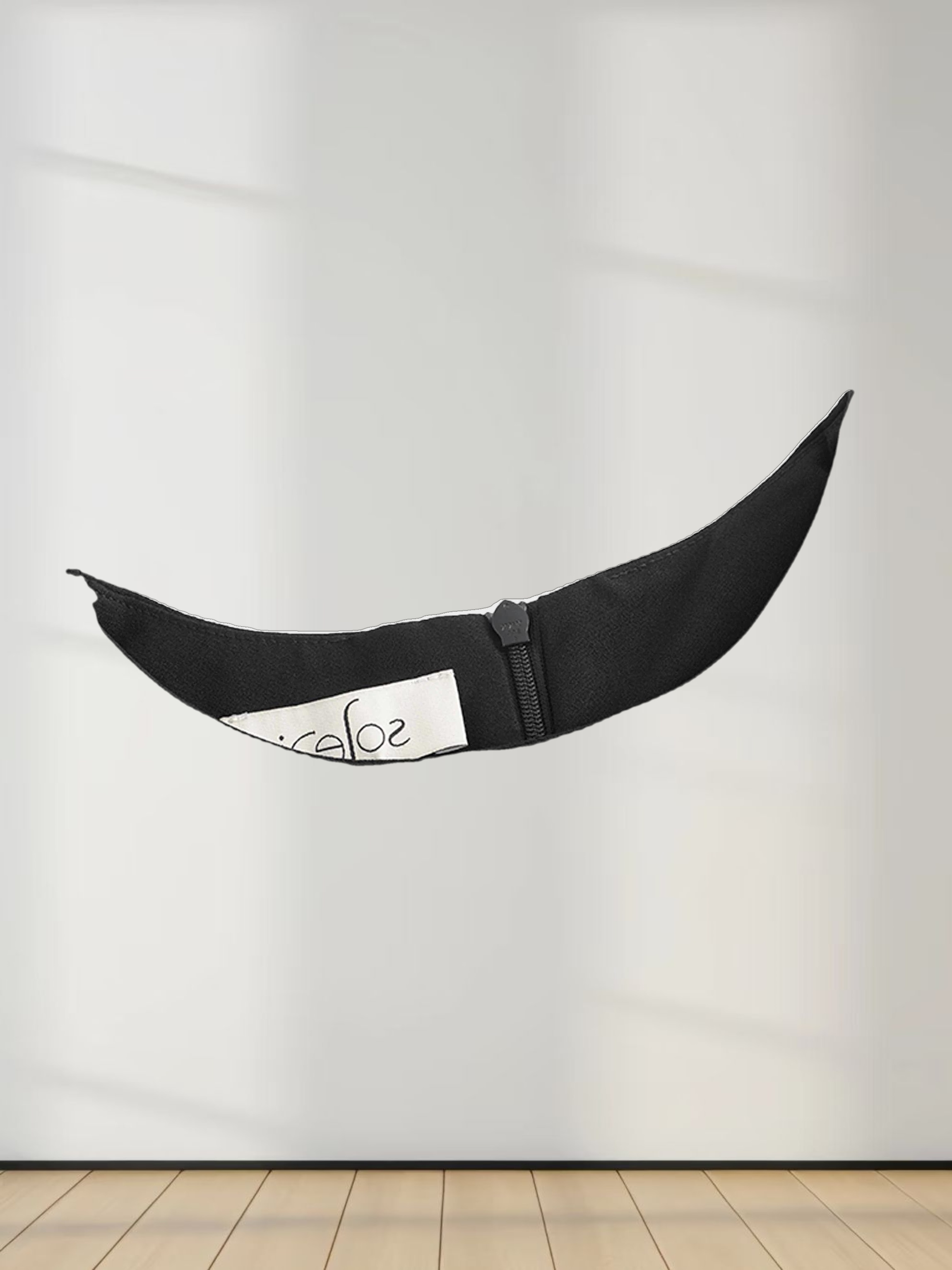 Faux Satin Crew Neck Slip Dress-Black