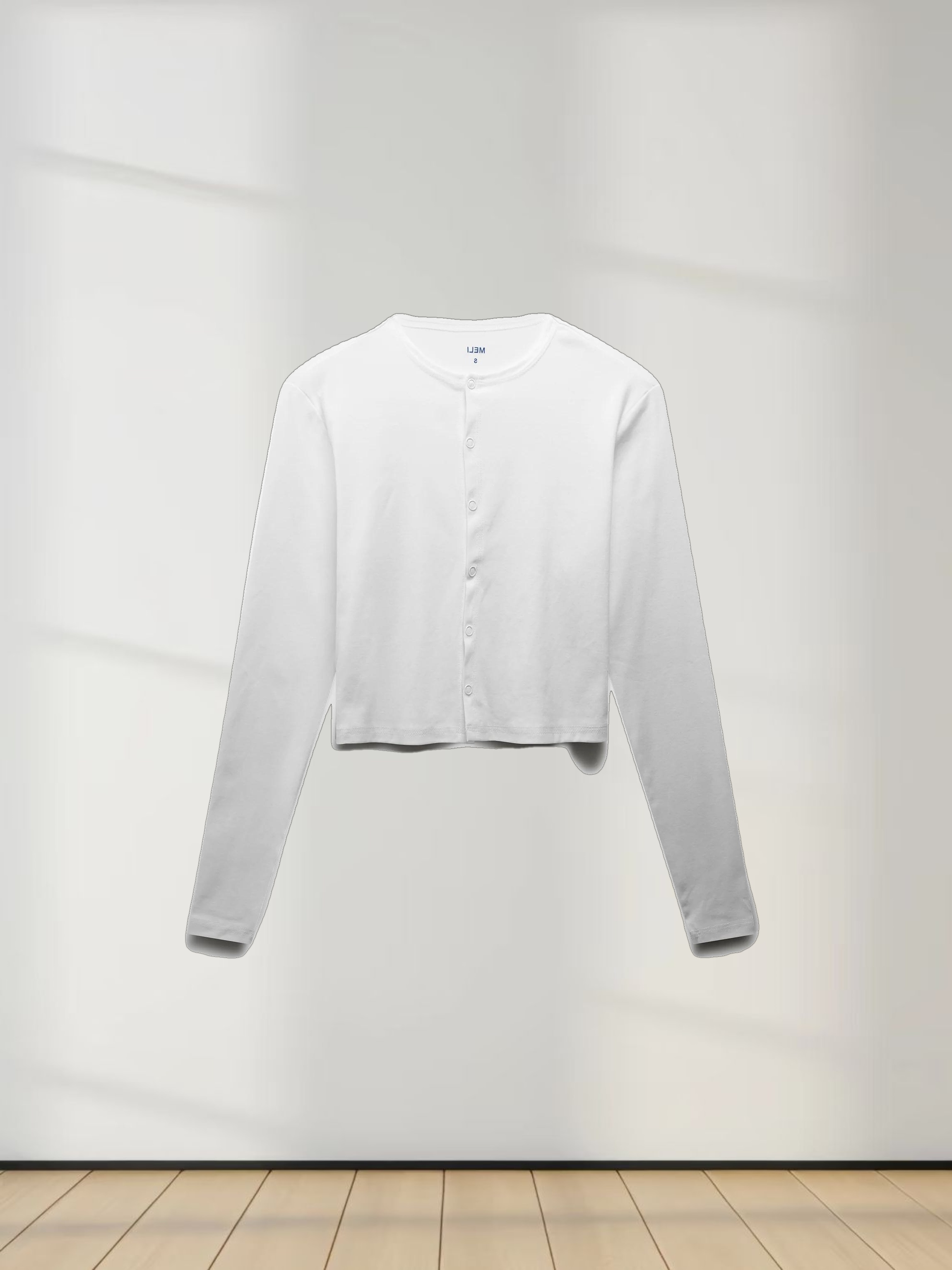 Basic T-Shirt Cropped Cardigan-White