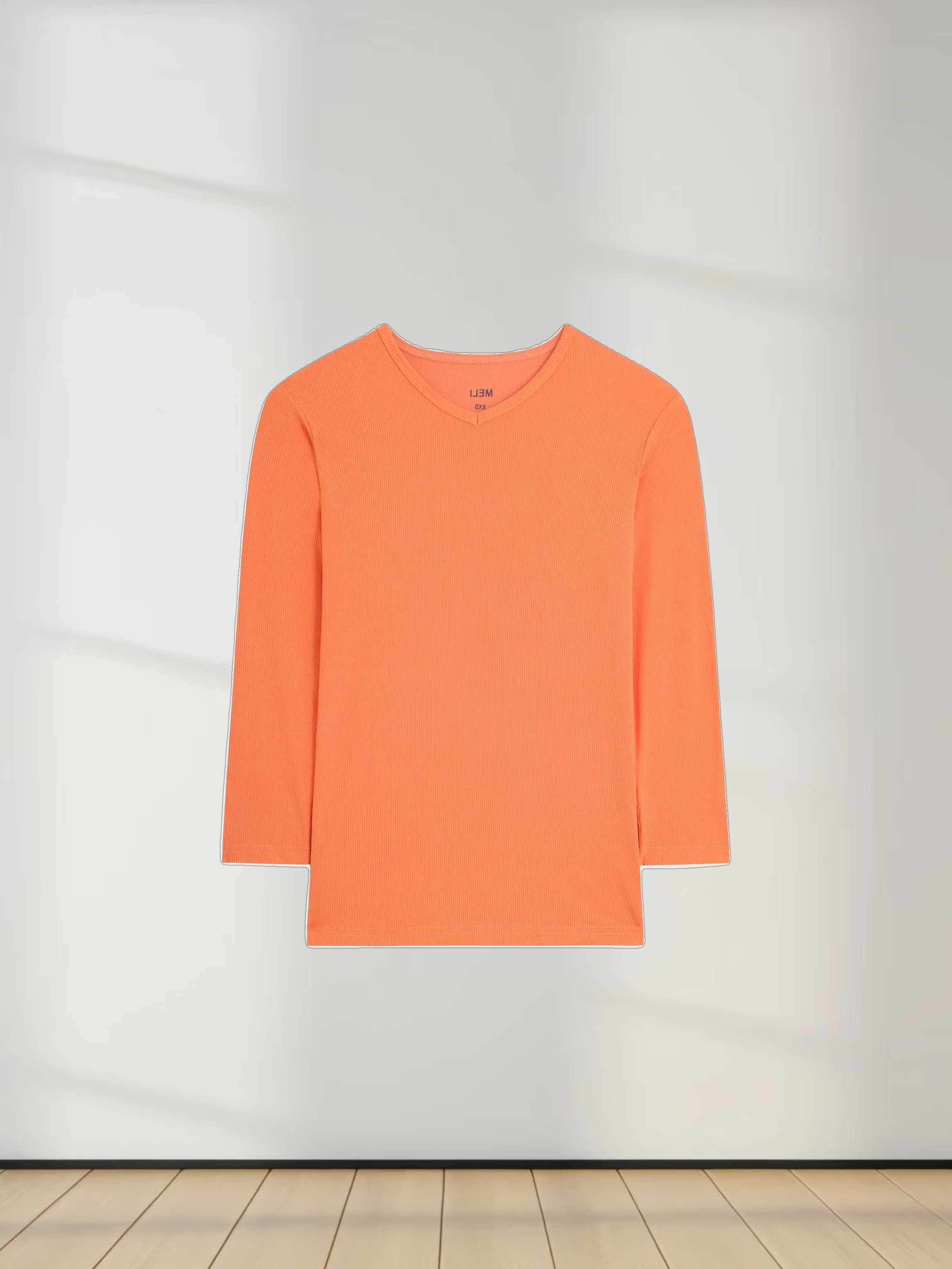 RIBBED HIGH V 3Q-ORANGE