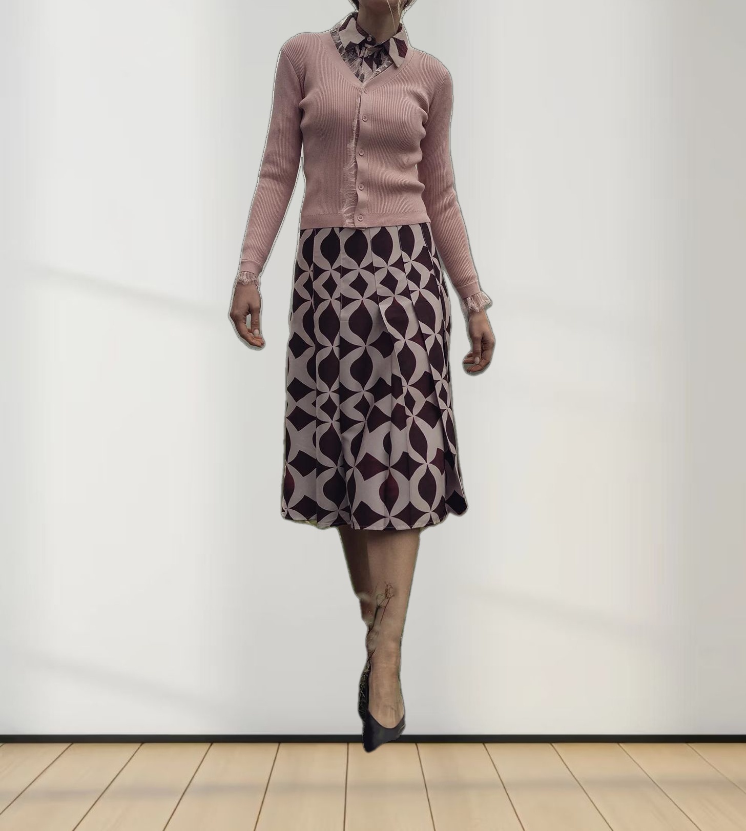 Lace Trimmed Sweater-Blush