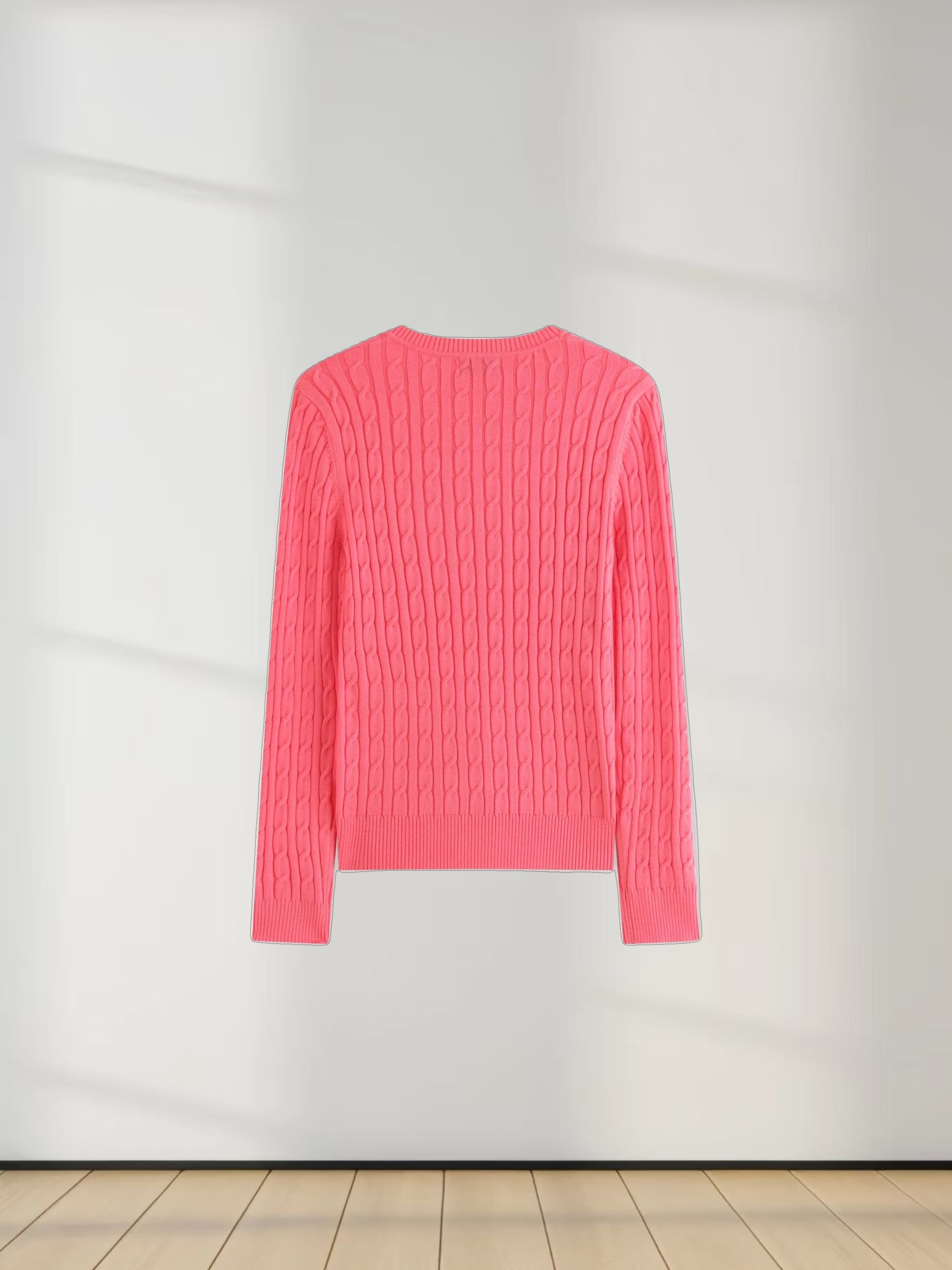 Knit Cable Sweater-Salmon
