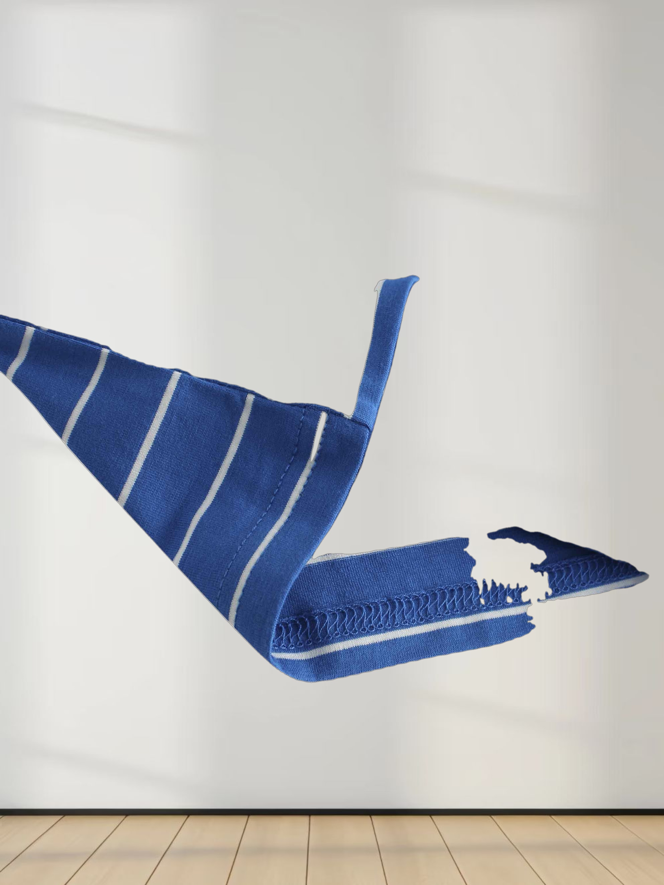 Striped Collar Snap Tee-Cobalt Blue/White