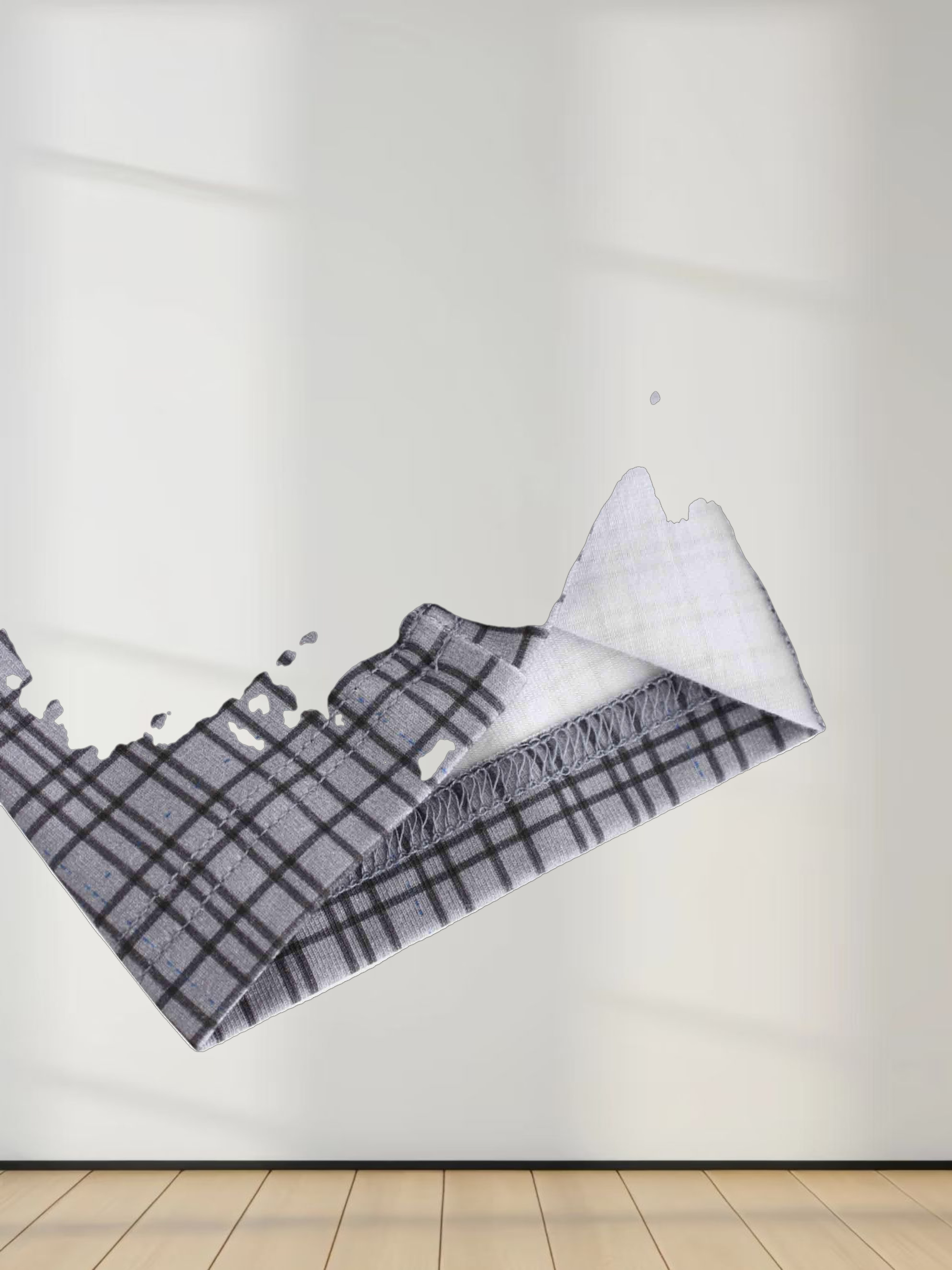 Printed Modal Turtleneck-Grey Plaid