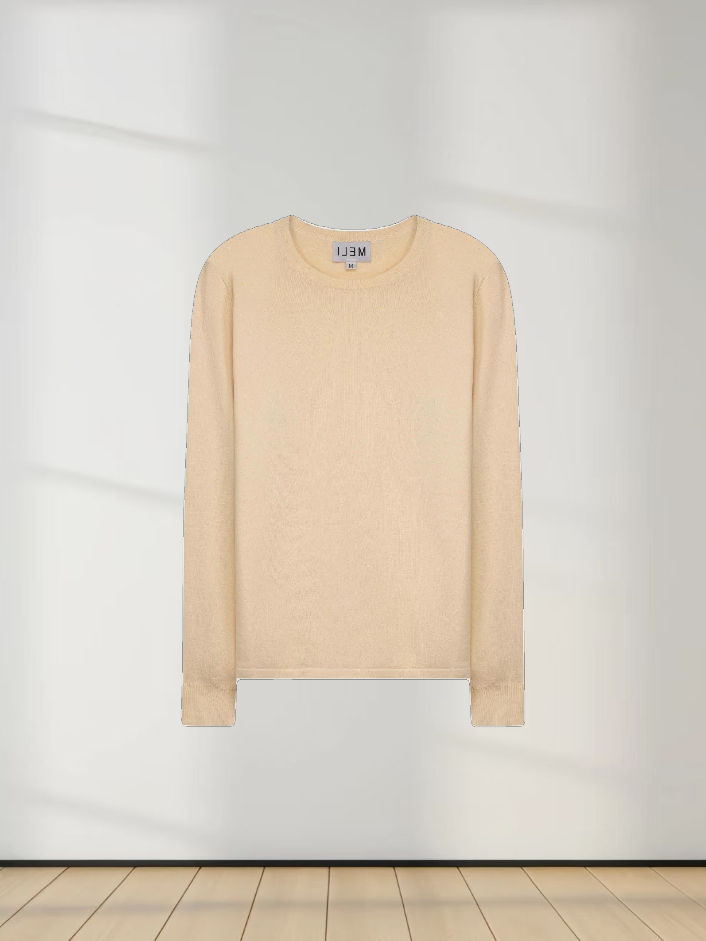 THIN KNIT CREW SWEATER-CREAM
