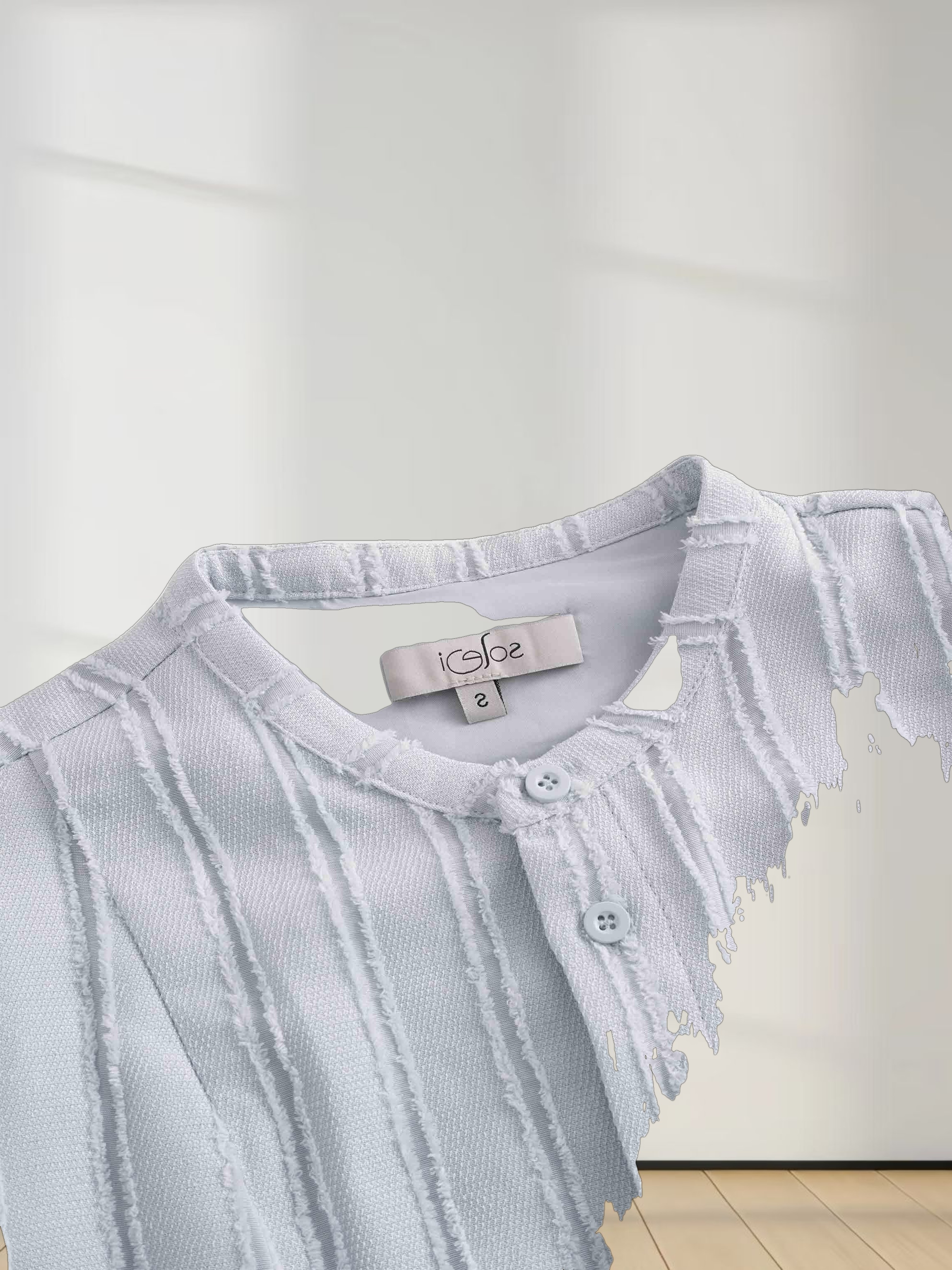 A Line Shirtdress-Fringe Stripe Light Blue