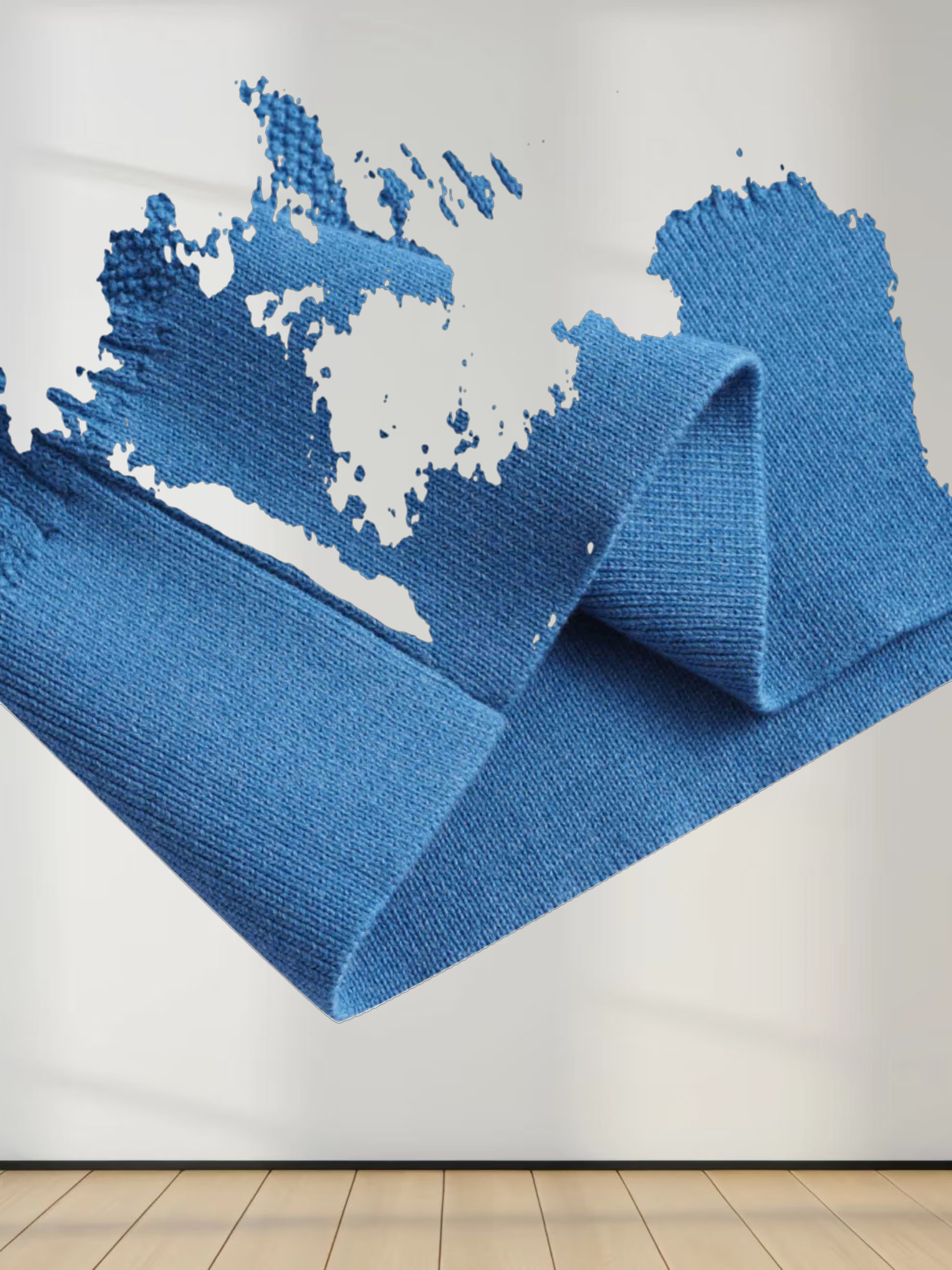 Knit Detail Collar Sweater-Teal/Tan