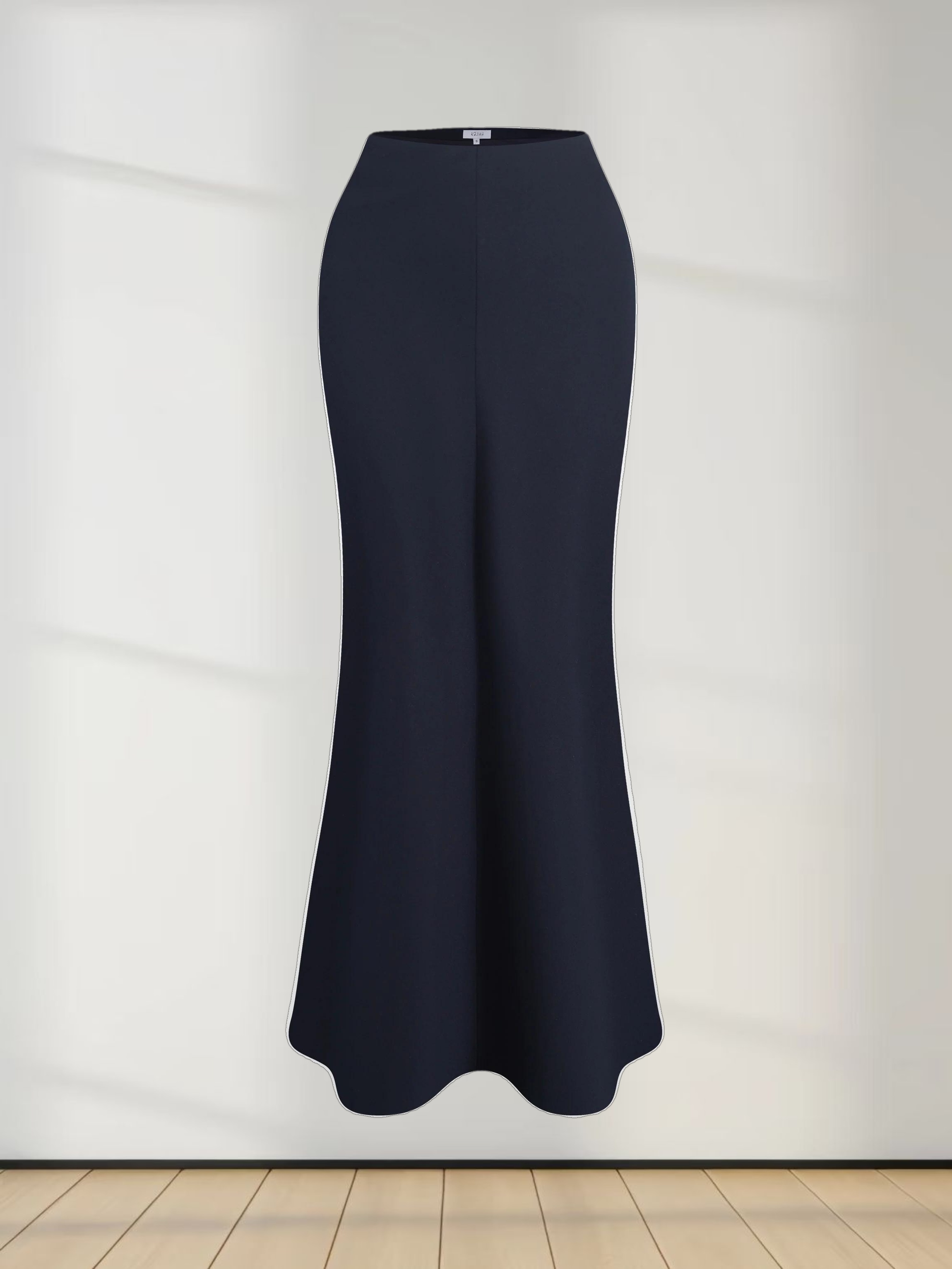 Basic A-Line Seamed Maxi Skirt-Navy
