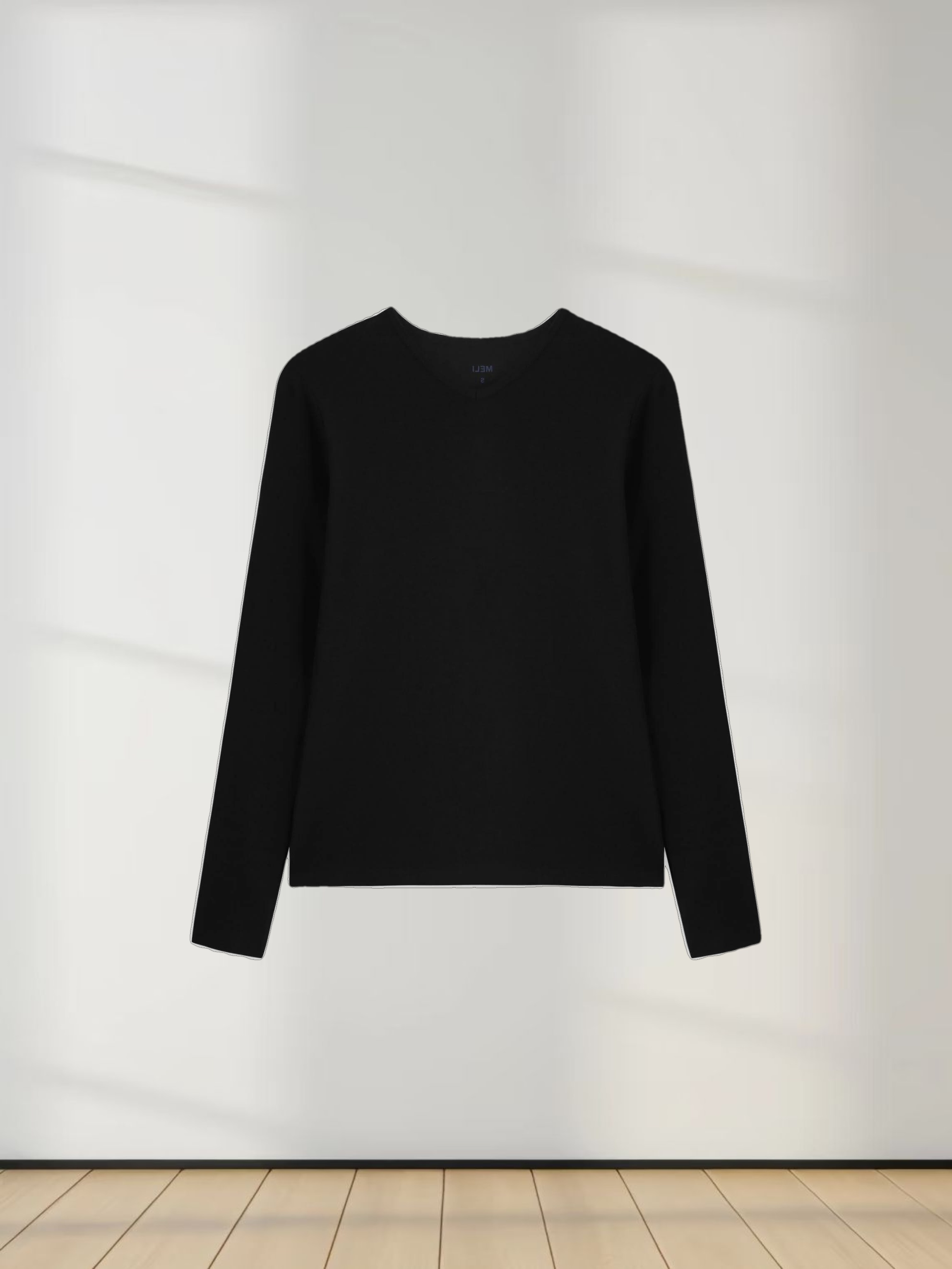 Basic High V Tee Long Sleeve-Black