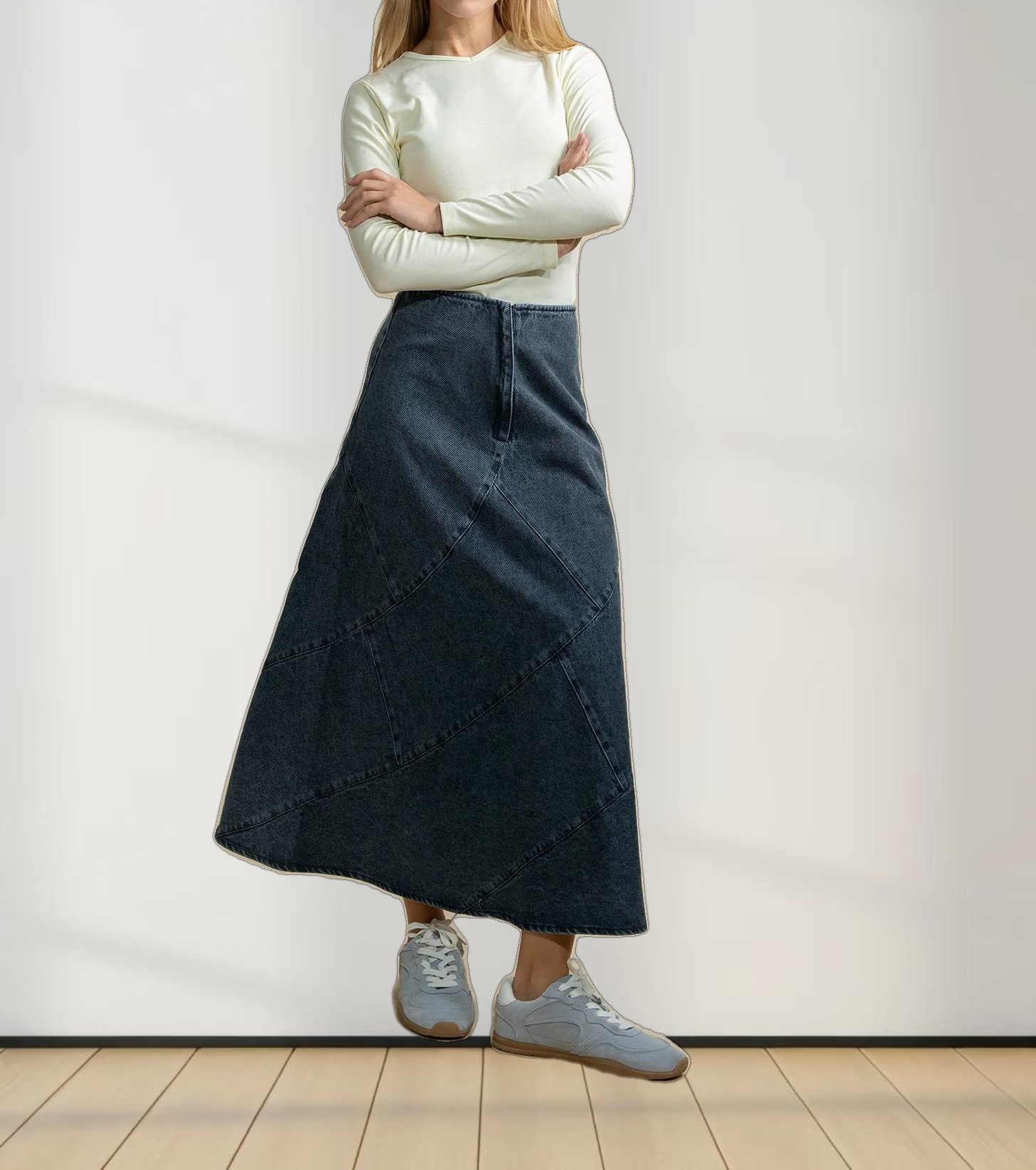 Basic High V Tee Long Sleeve-Buttery Yellow