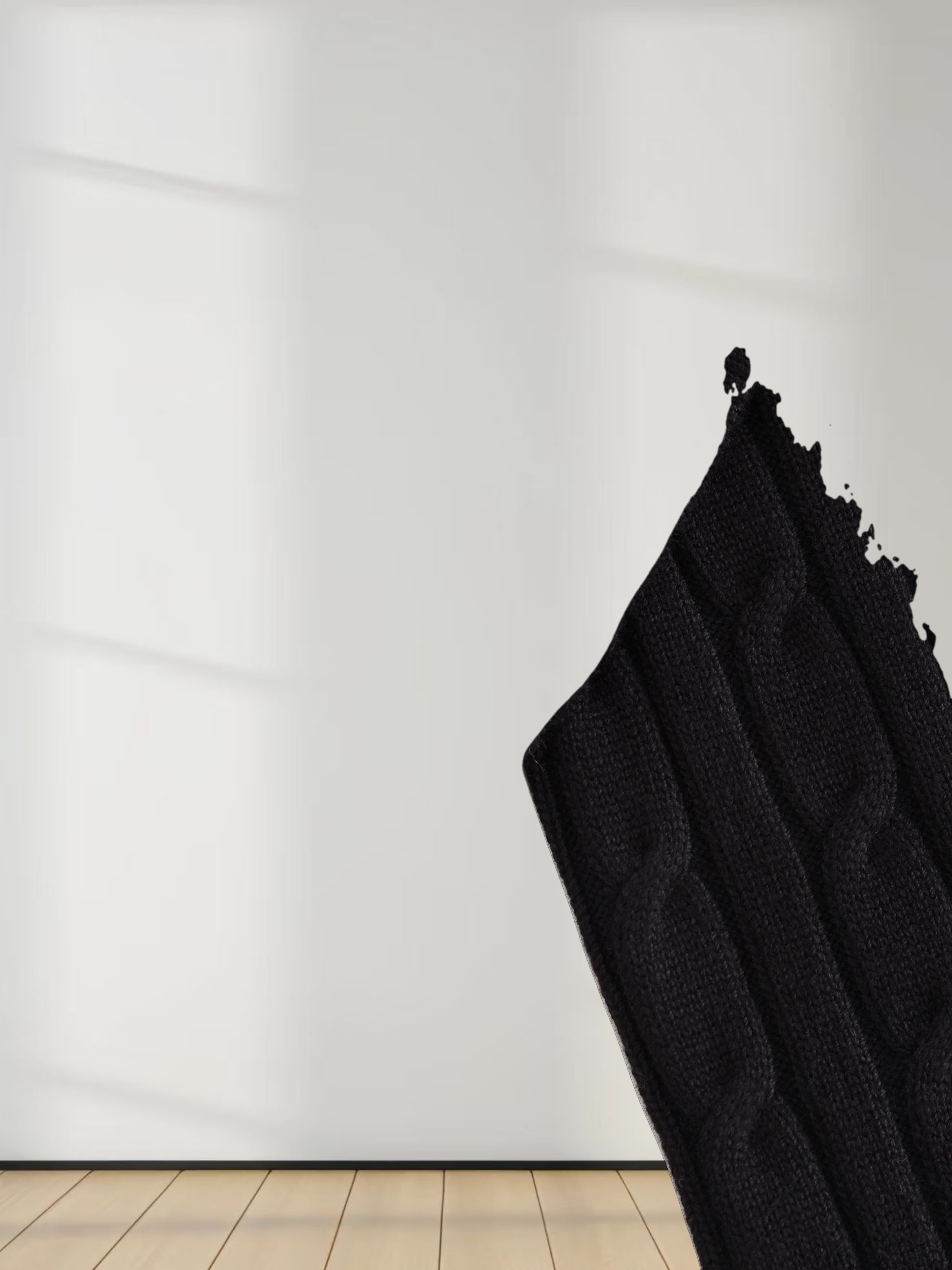 Knit Cable Sweater-Black